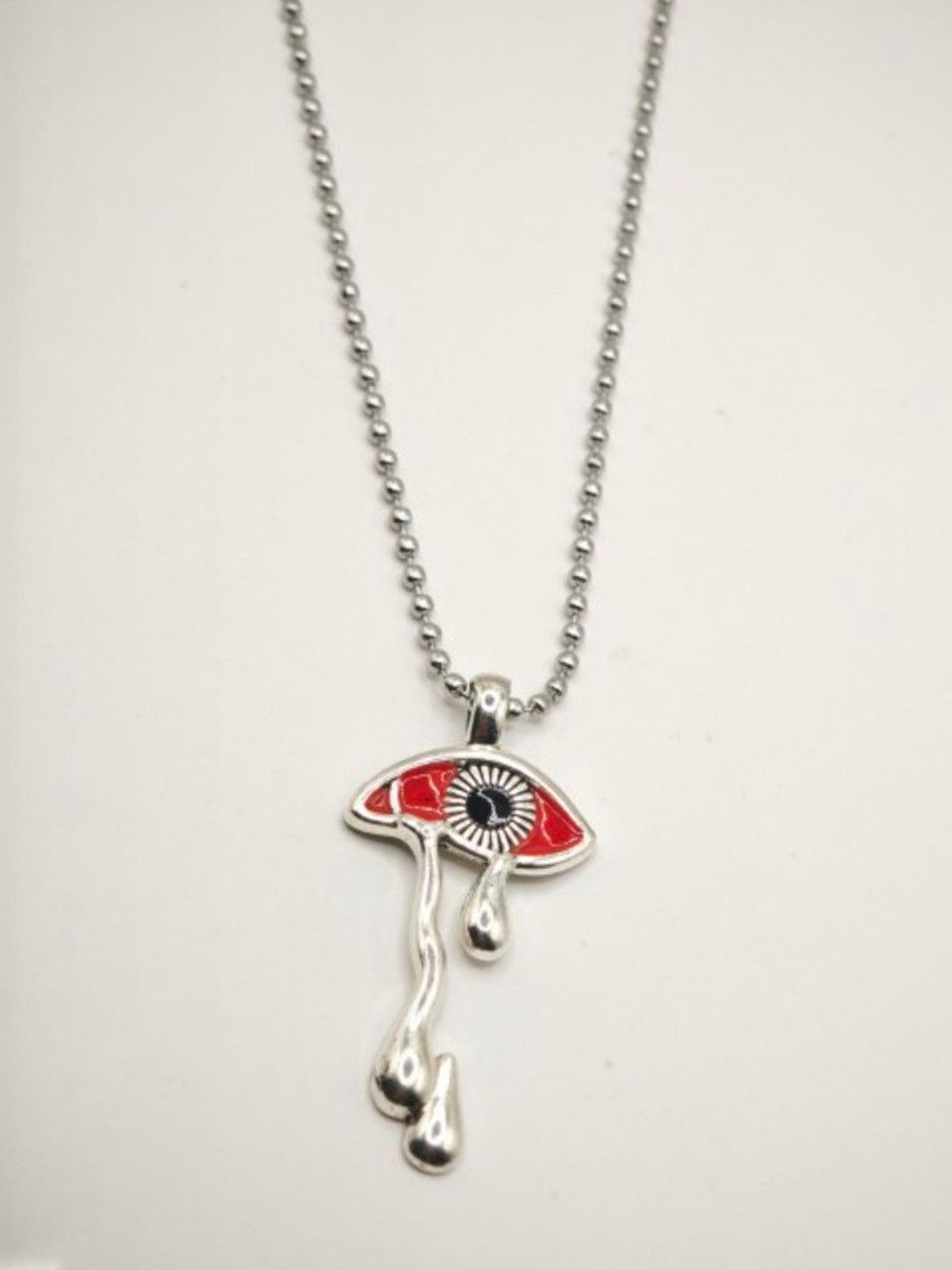SAPRAA TRENDS Silver-Plated Eye Design Quirky Shaped Enamelled Pendant With Chain