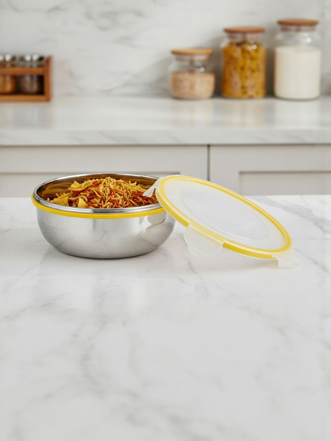 STEELLOCK Silver-Toned Stainless Steel Air Tight Canister Container