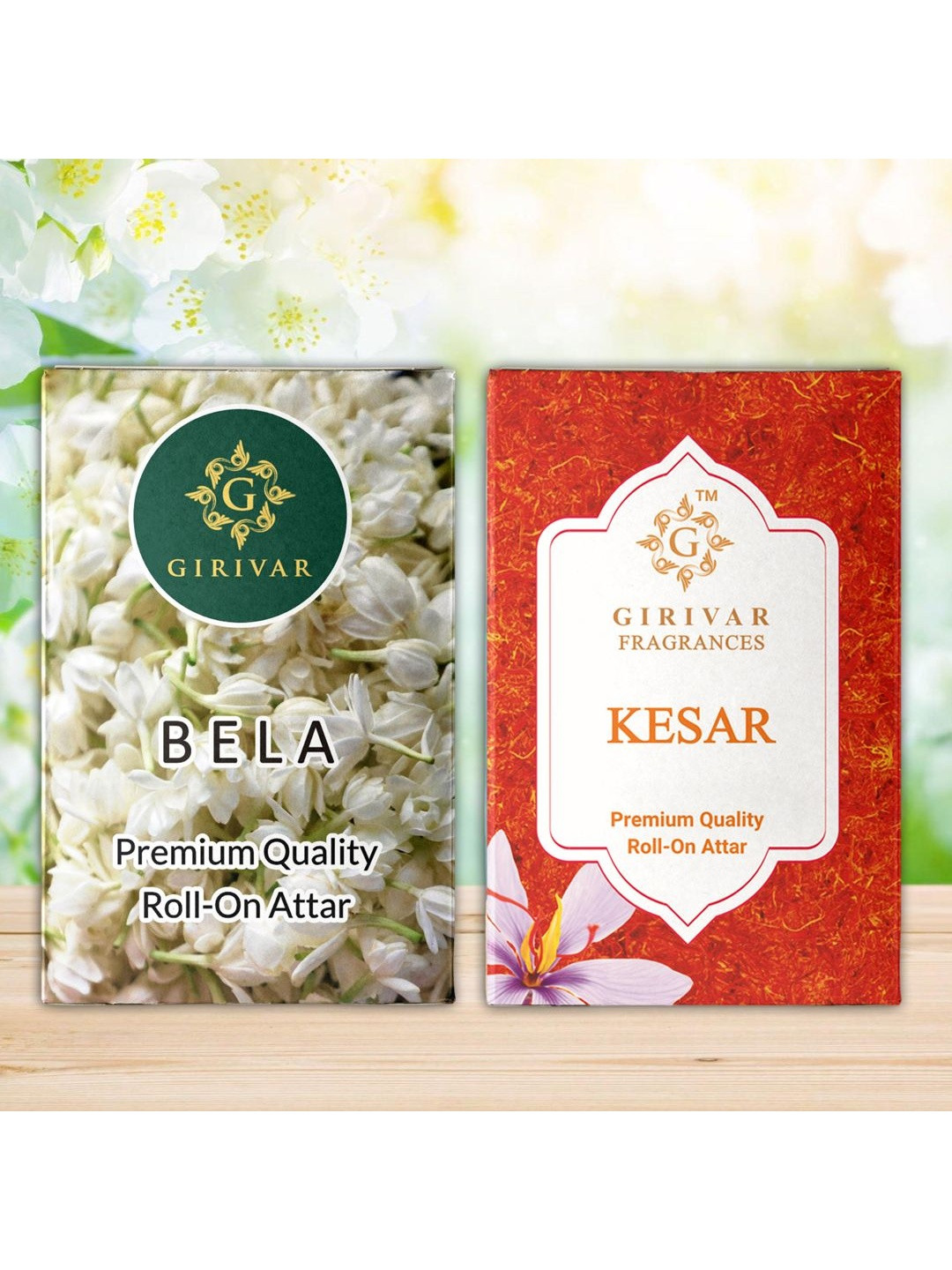 Girivar Set Of 2 Kesar & Bela Alcohol Free Attar - 6 ml Each