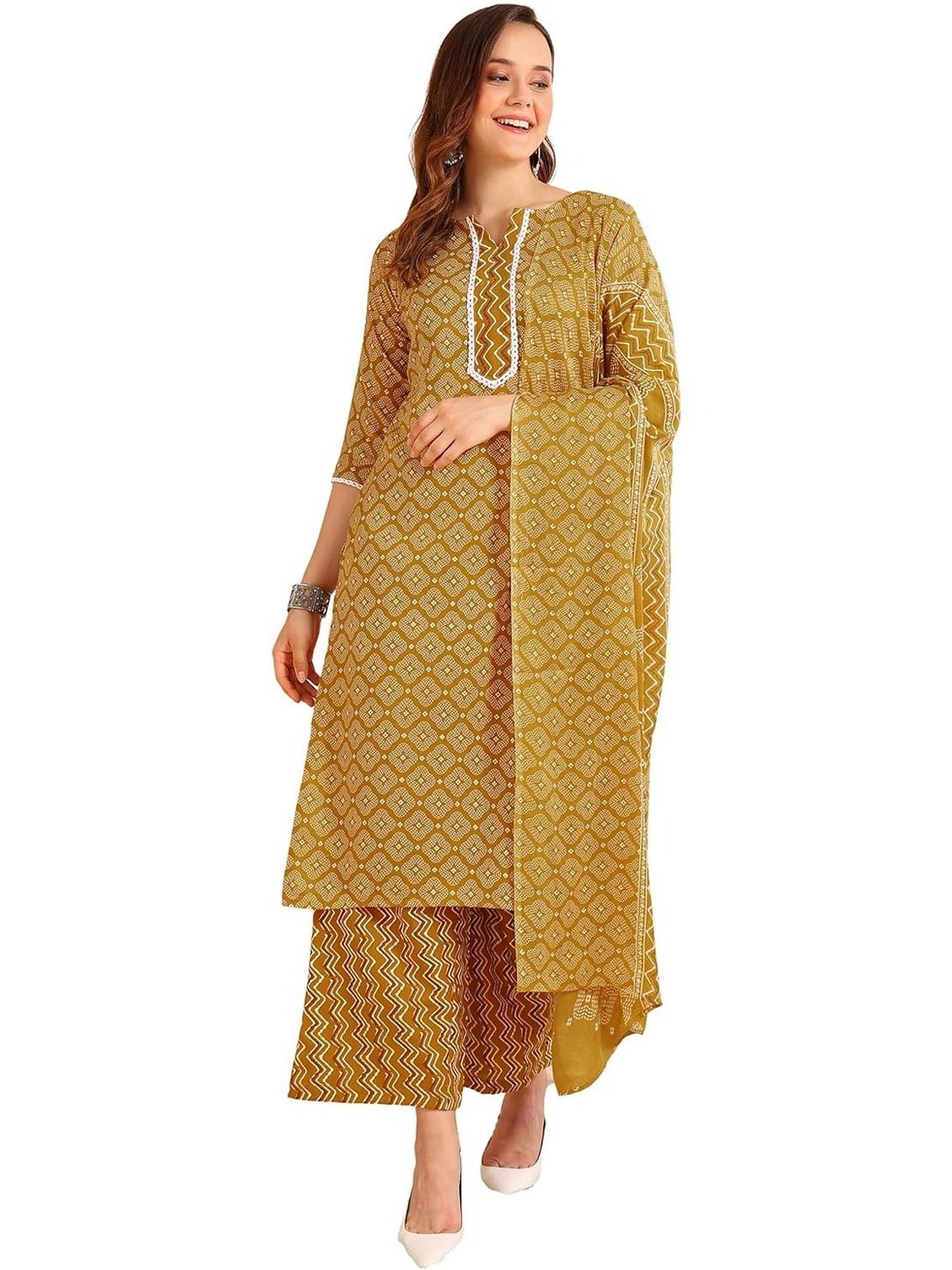 Istyle Can Women Printed Regular Kurta with Palazzos & With Dupatta