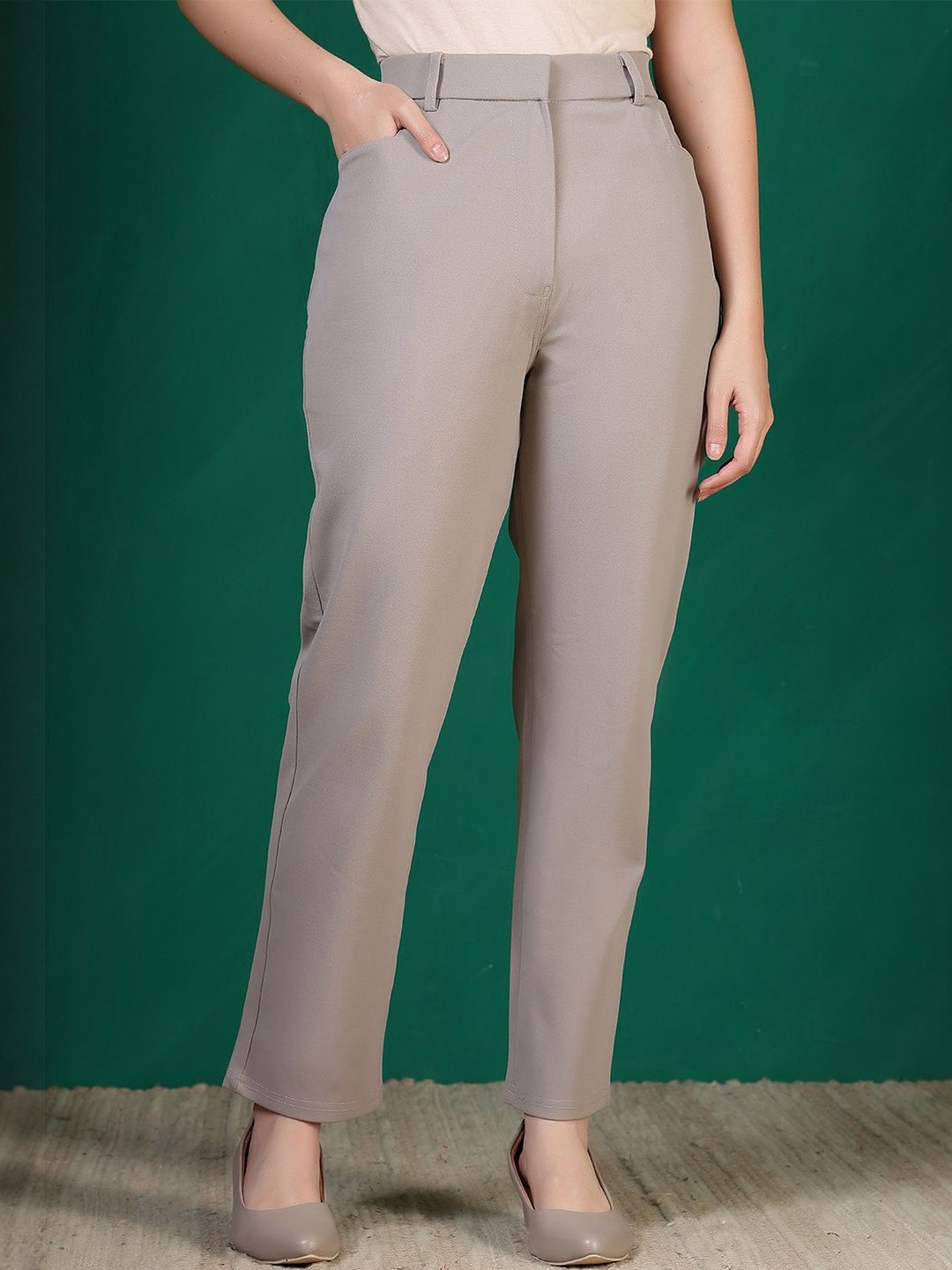 All About You Formals Women Tapered Fit High-Rise Wrinkle Free Trousers