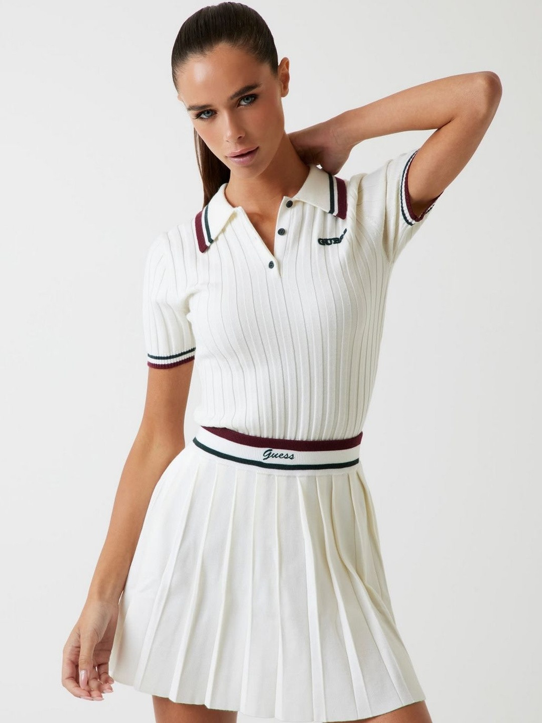 GUESS Women Brand Logo New Orleans Pelicans Polo Collar T-shirt