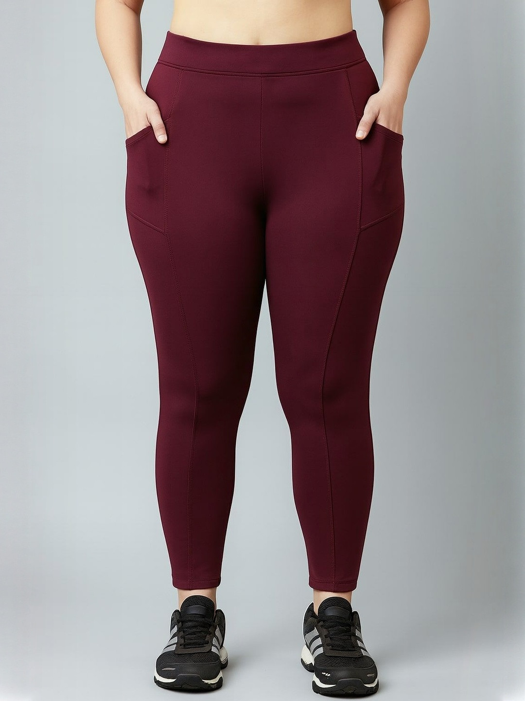 Blinkin Women Plus Size Yoga Training Tights With Side Pockets