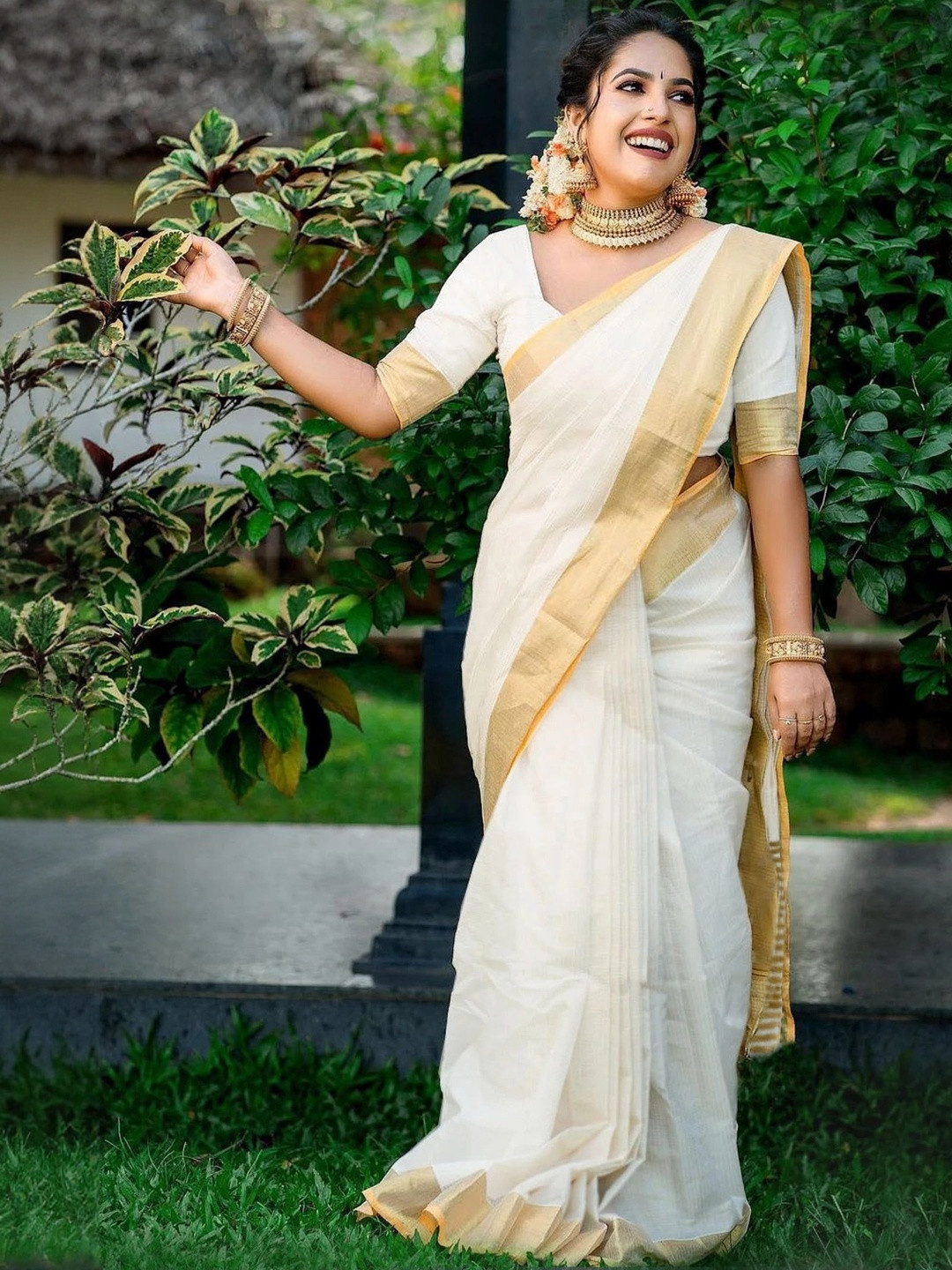 BilloRani Zari Silk Cotton Designer Kasavu Saree