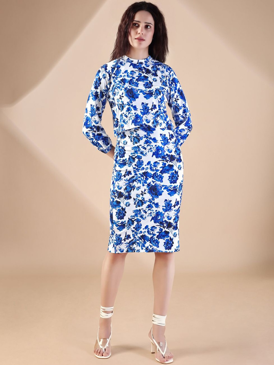 MILOST Blue & White Floral Printed Co-Ords