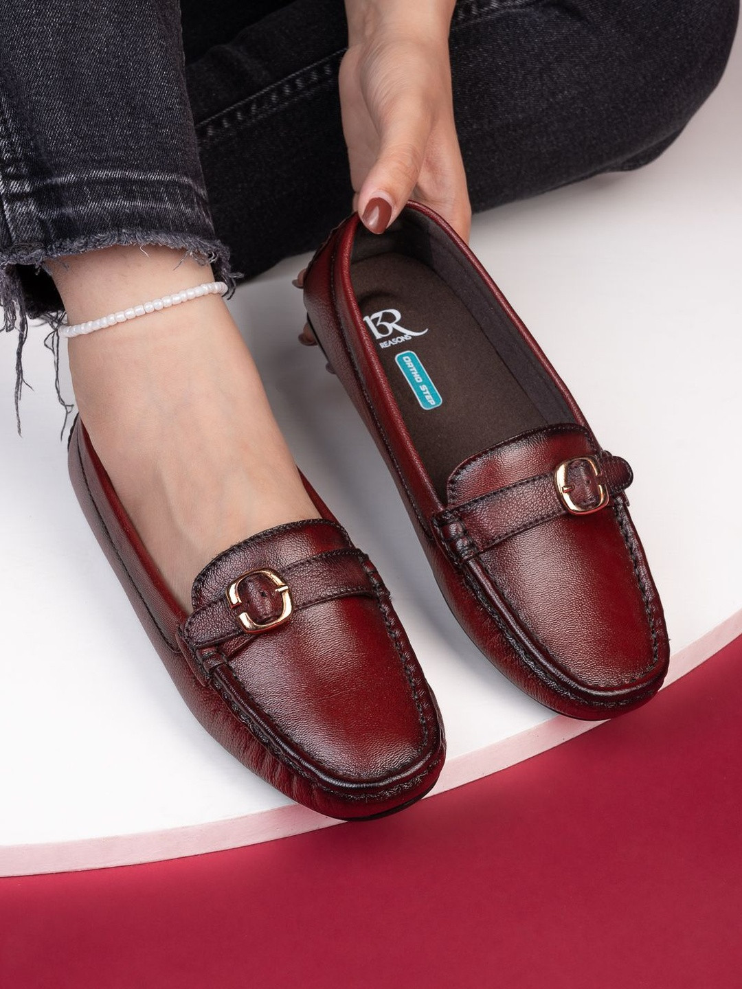 13 Reasons Women Genuine Leather Cherry Loafer Casual Shoes