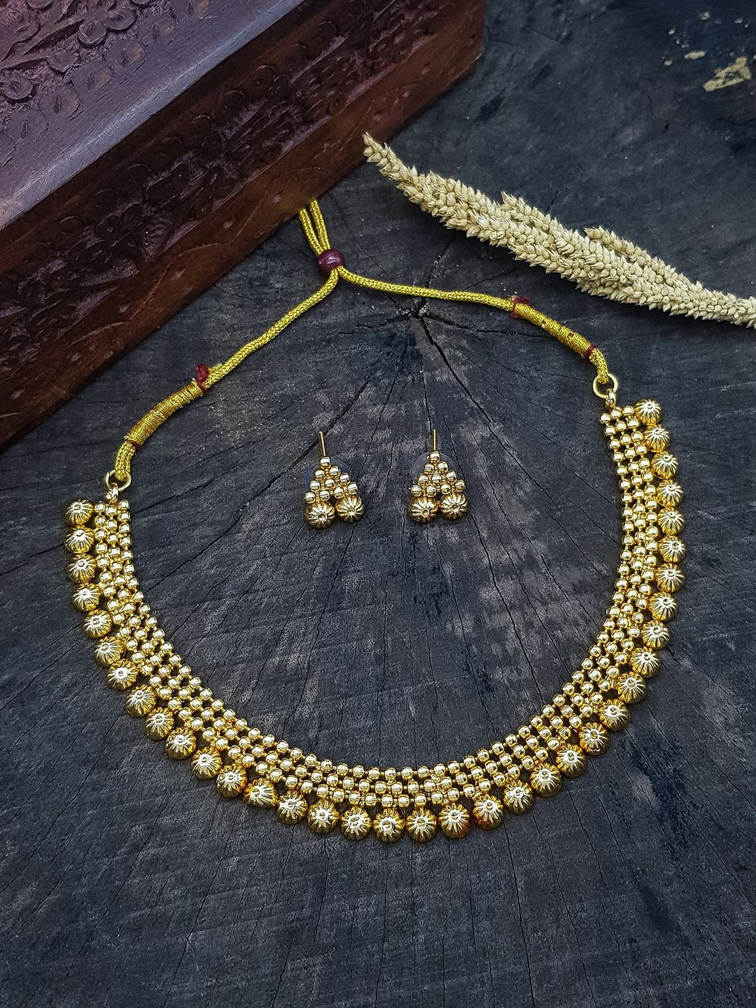 GRIIHAM Gold-Plated Short Coorgi Jewellery Set