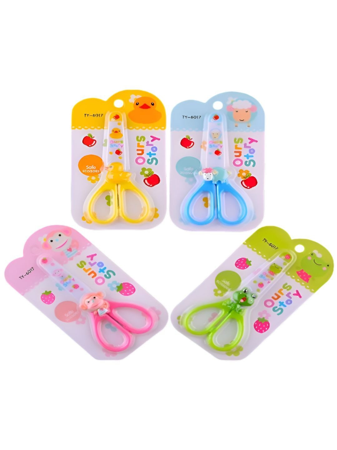 YK Self Design Kids Set Of 4 Cartoon Printed Scissors