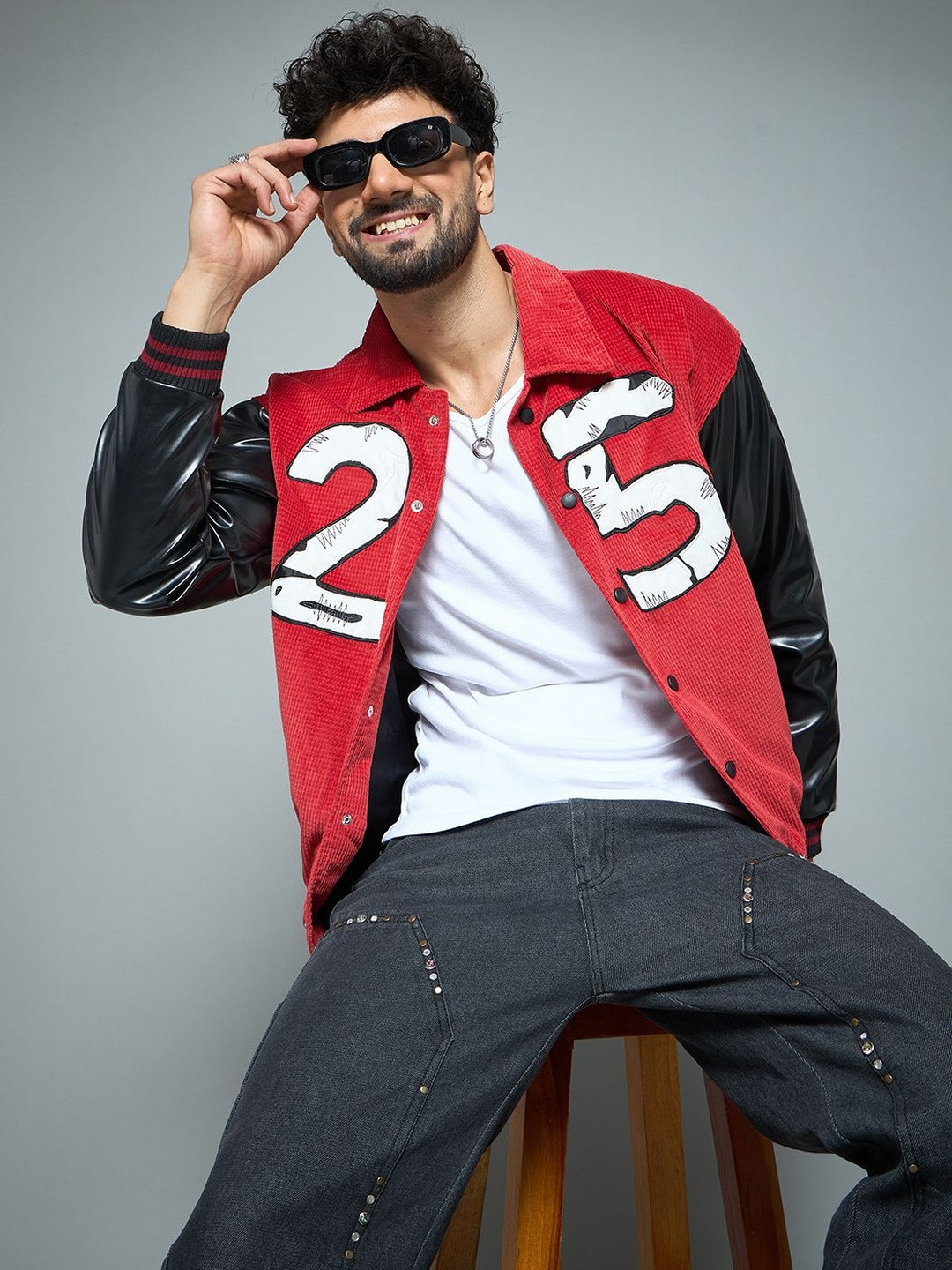 FUGAZEE Men Corduroy Bomber with Patchwork Jacket