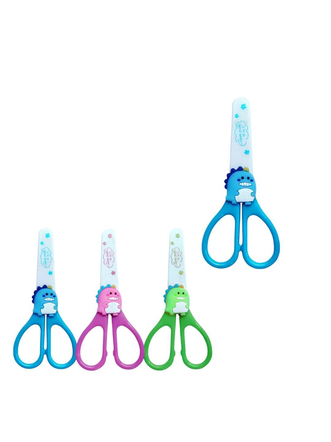 YK Dino Kids Stainless Steel Self Design Scissors