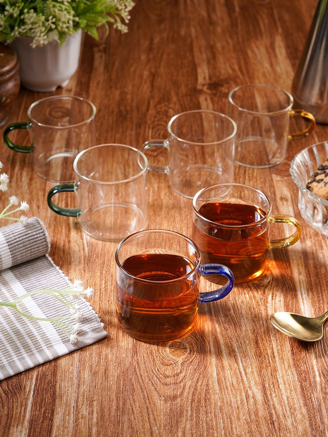 RUHANI HOMES Transparent Dishwasher and Microwave Safe 6 Pieces Cups- 135ml