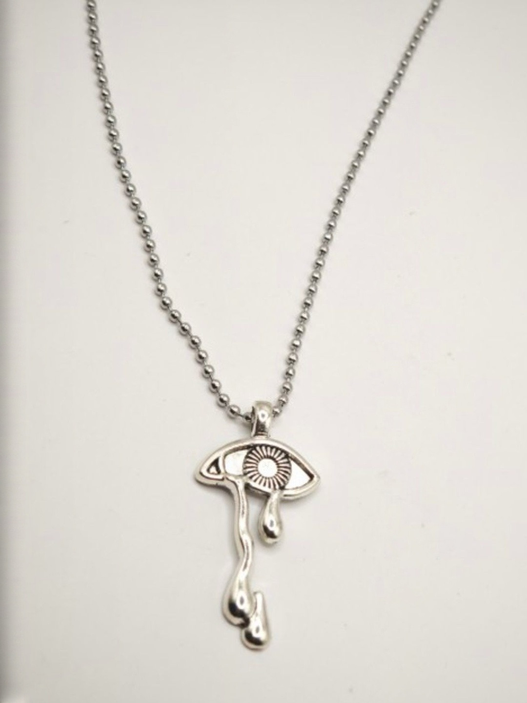 SAPRAA TRENDS Silver-Plated Eye Design Quirky Shaped Enamelled Pendant With Chain