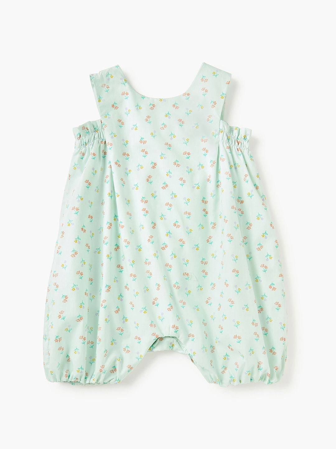 Juniors by Babyshop Girls Floral Printed Sleeveless Round Neck Cotton Rompers with Button