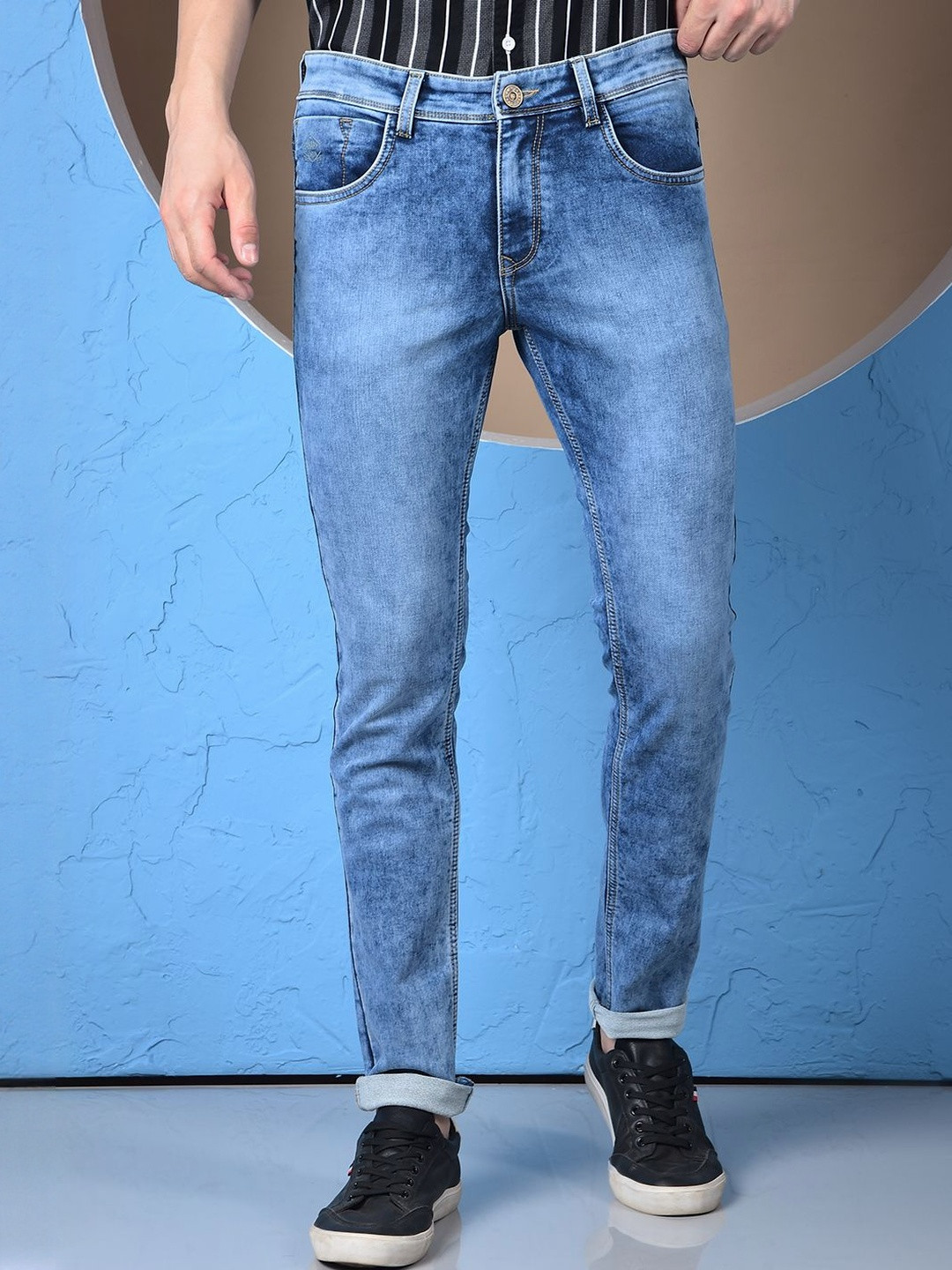 Canary London Men Smart Skinny Fit Clean Look Heavy Fade Stretchable Cotton Jeans