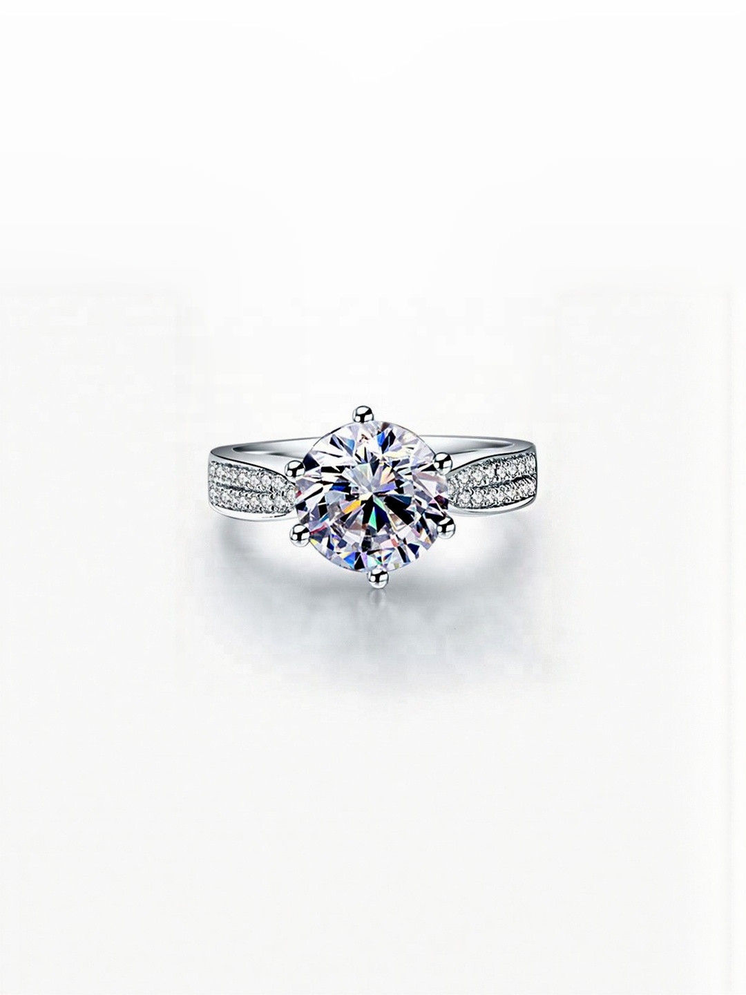 MYSTICFLAVIA Women Rhodium-Plated American Diamond Casual Finger Ring