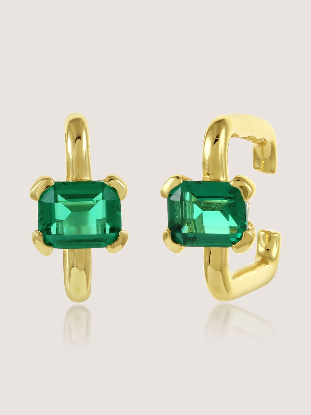 Nishani 925 Sterling Silver Gold-Plated Cubic Zirconia Studded Square Shaped Ear Cuff