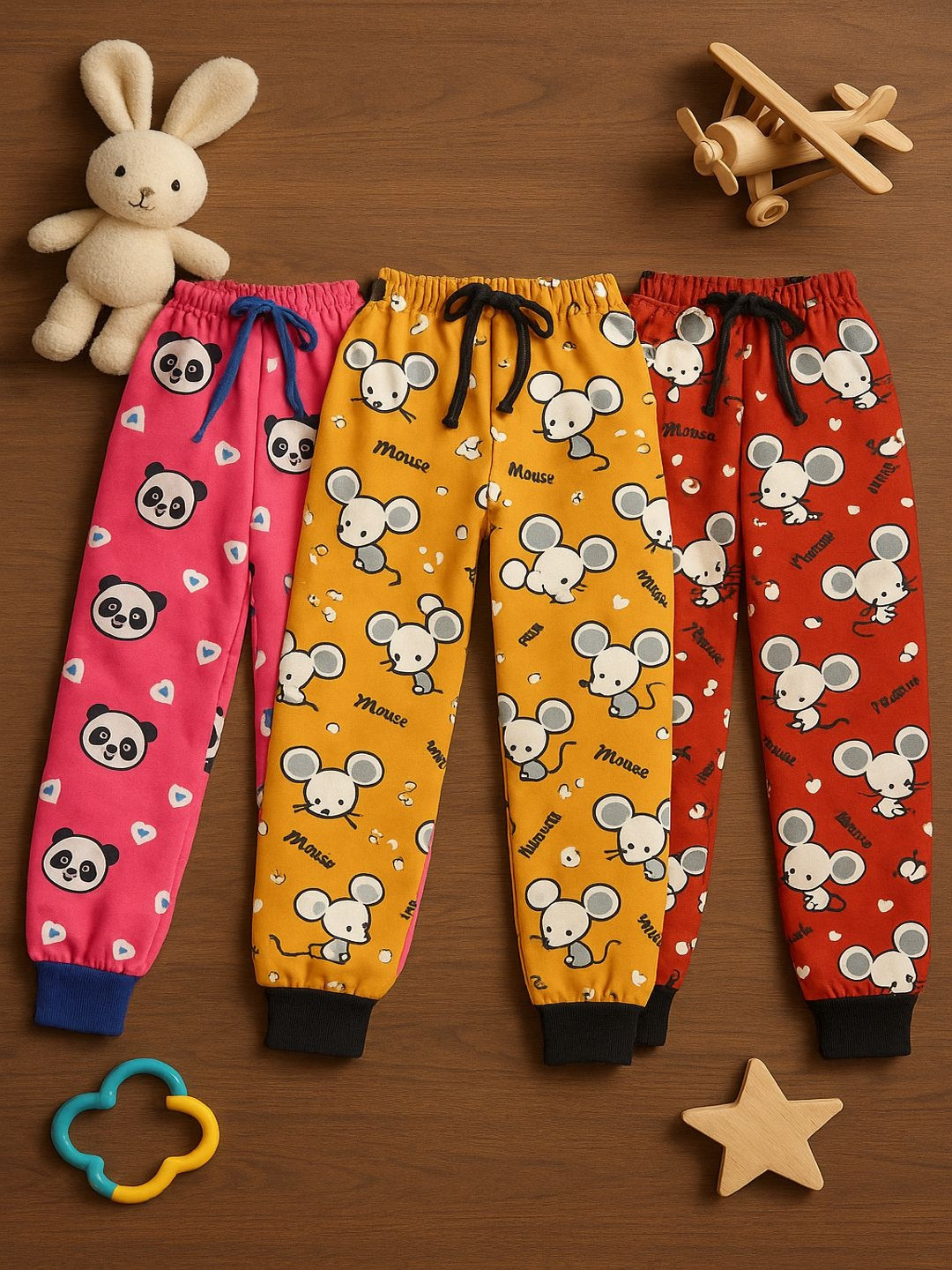 CORTICA Boys Pack Of 3 Printed Cotton Therma-Fit Regular Fit Assorted Joggers Track Pants