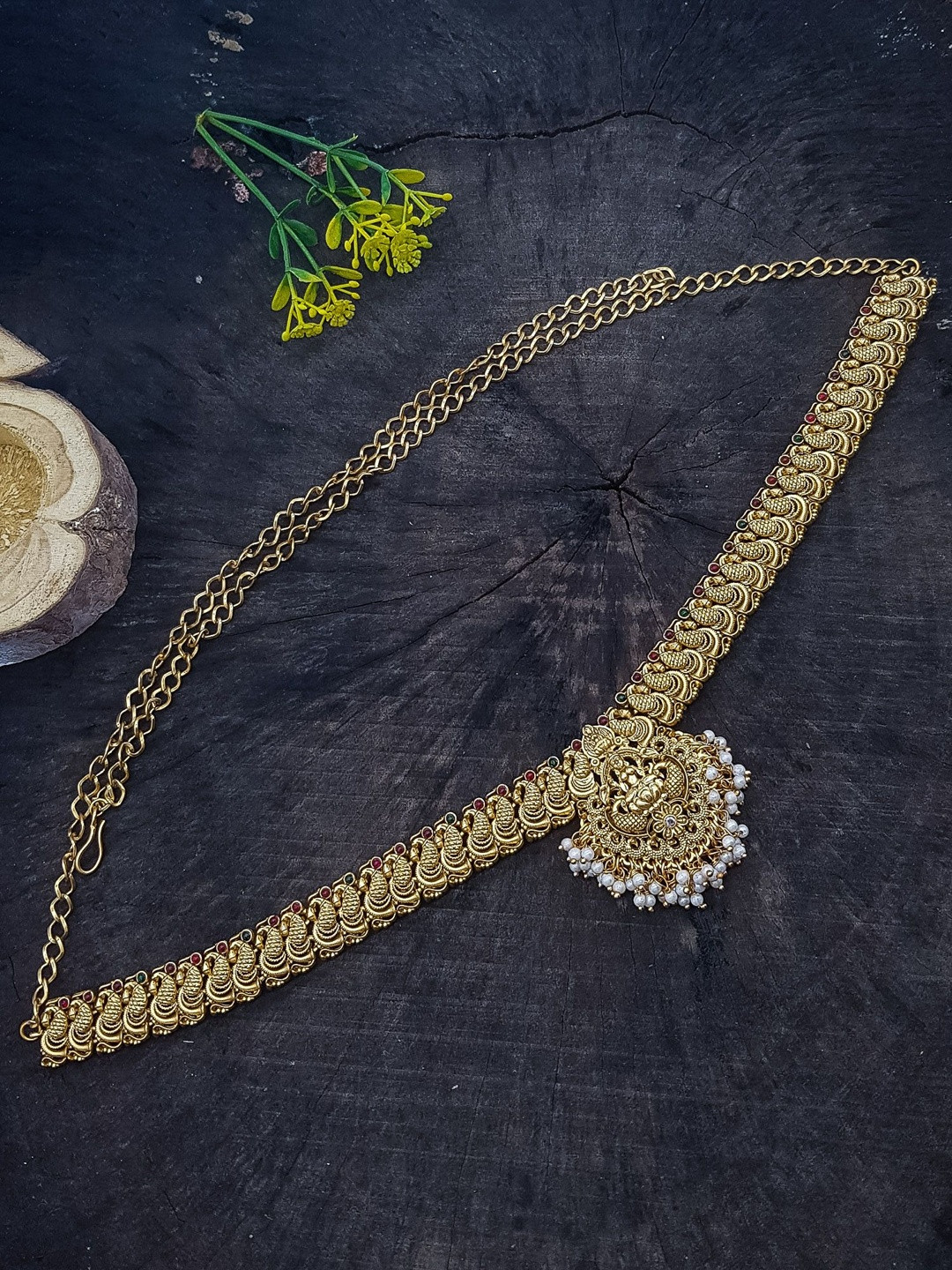 GRIIHAM Pearls Studded Laxmi Waist Chain