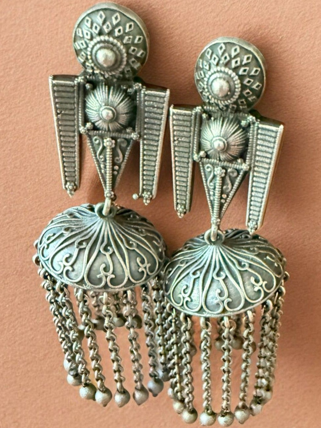 Anouk Silver Plated Heritage Pachi Afghan Dome Shaped Jhumkas