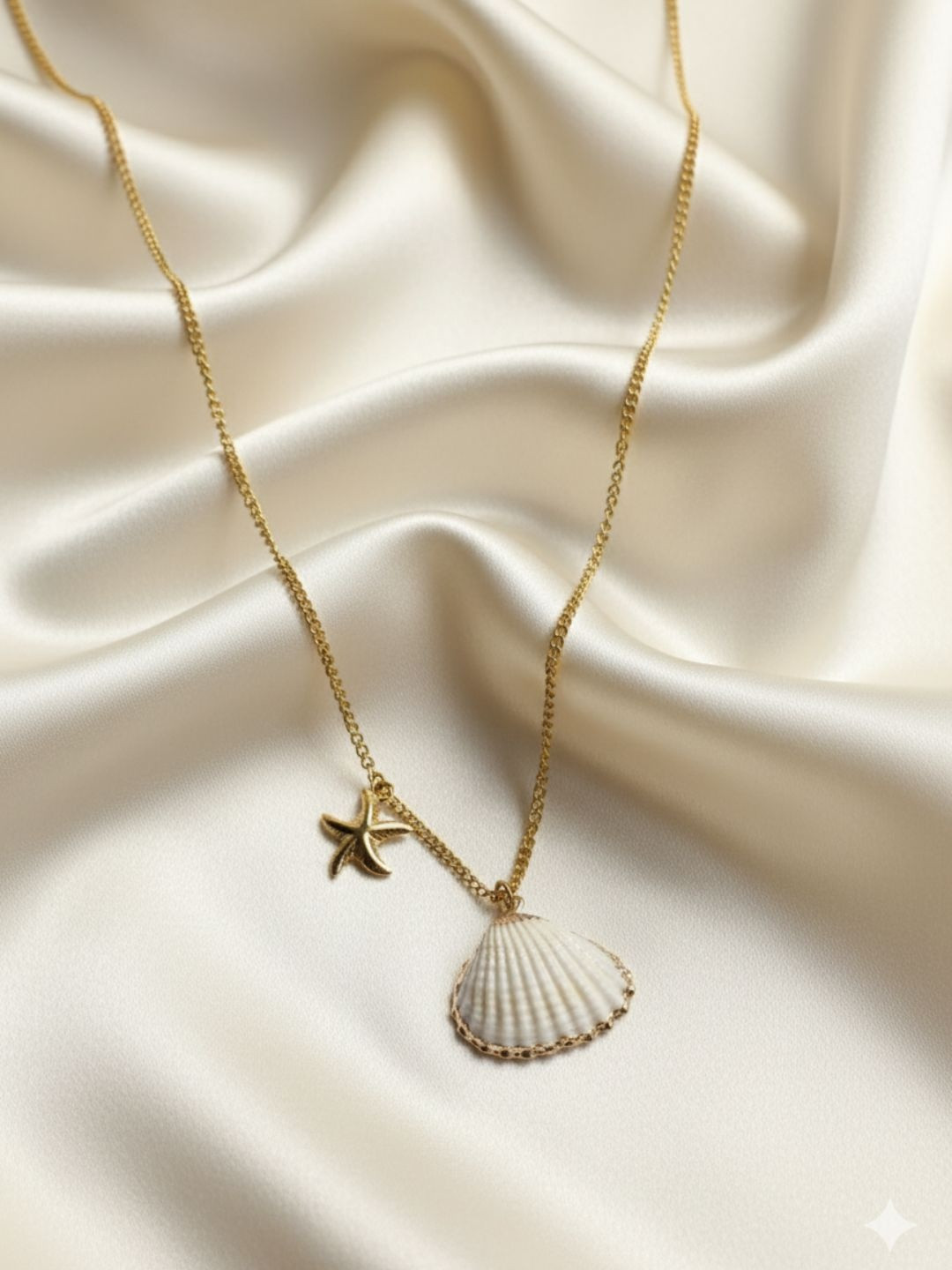FLAURI Stainless Steel 18K Gold-Plated Seashell & Starfish Shaped Pendant With Chain