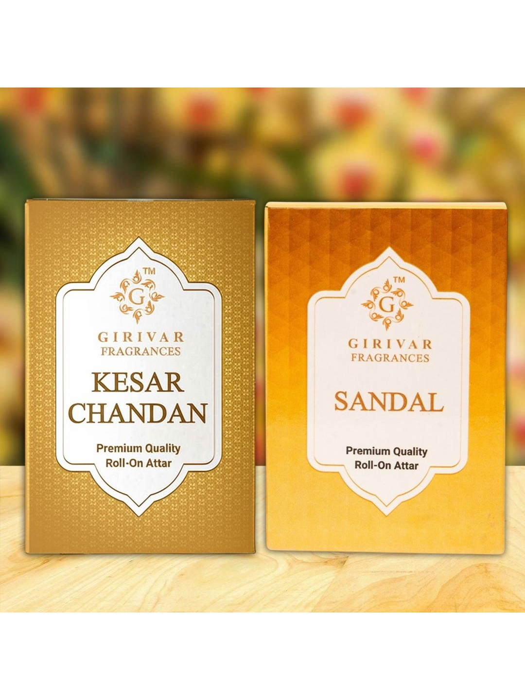 Girivar Set Of 2 Sandal & Kesar Chandan Long Lasting Roll On Attar - 6 ml Each