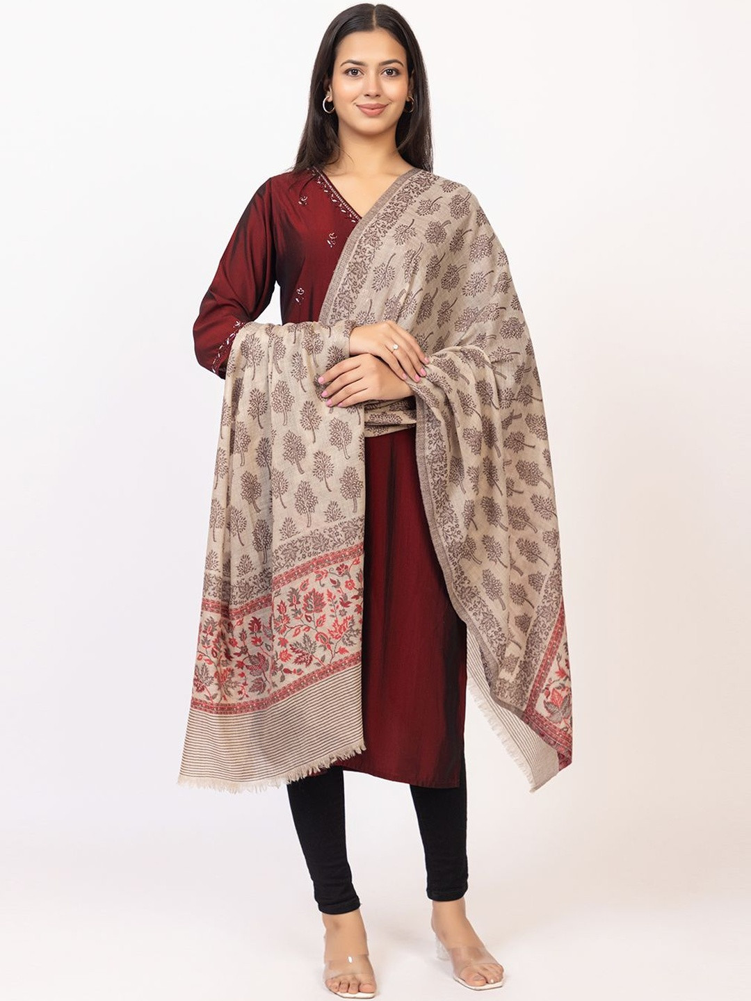 TILLAARI Tree Buta & Floral Woven Design Shawl