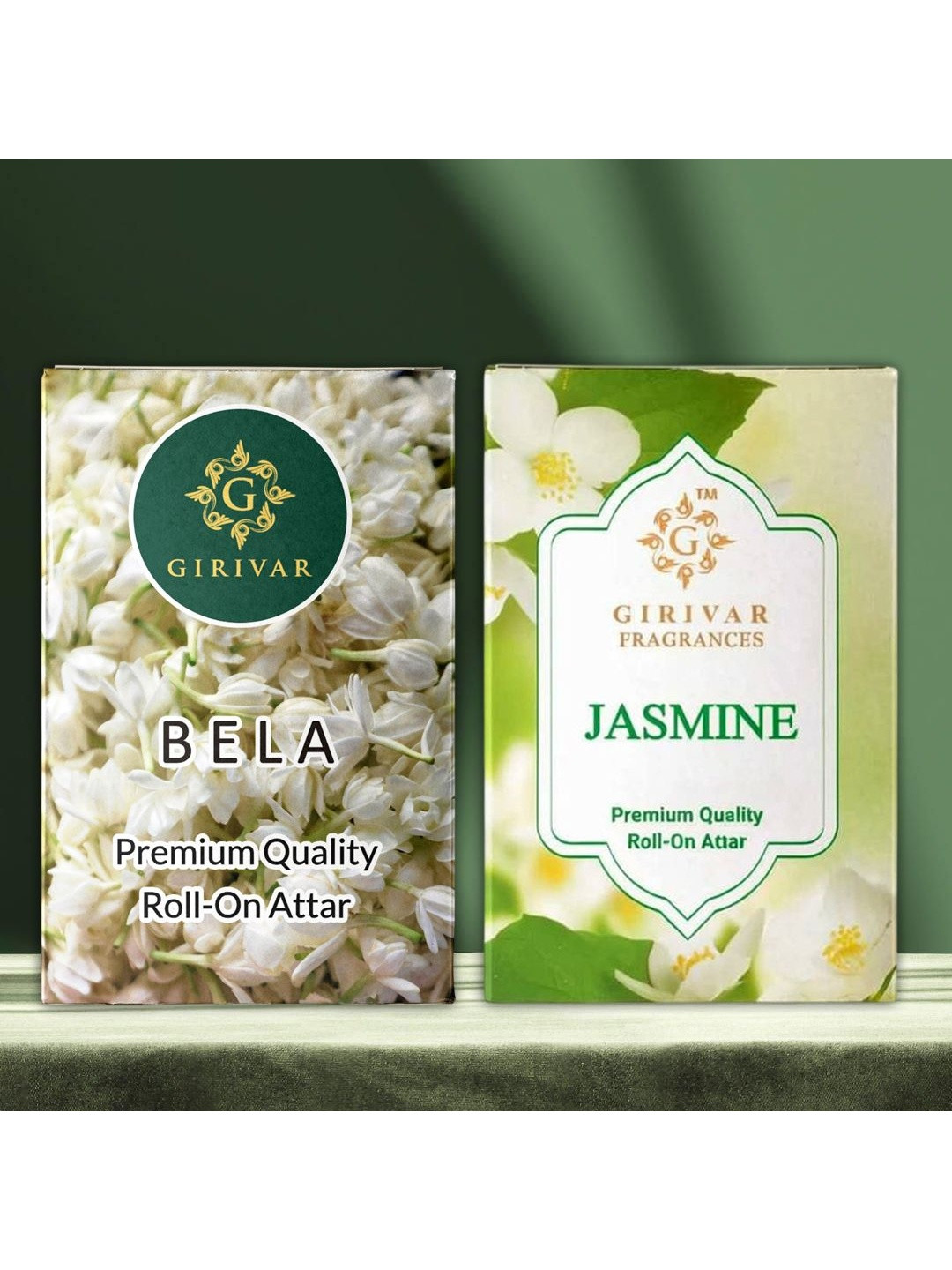 Girivar Set Of 2 Bela & Jasmine Chandan Long Lasting & Alcohol-Free Roll On Attar - 6 ml