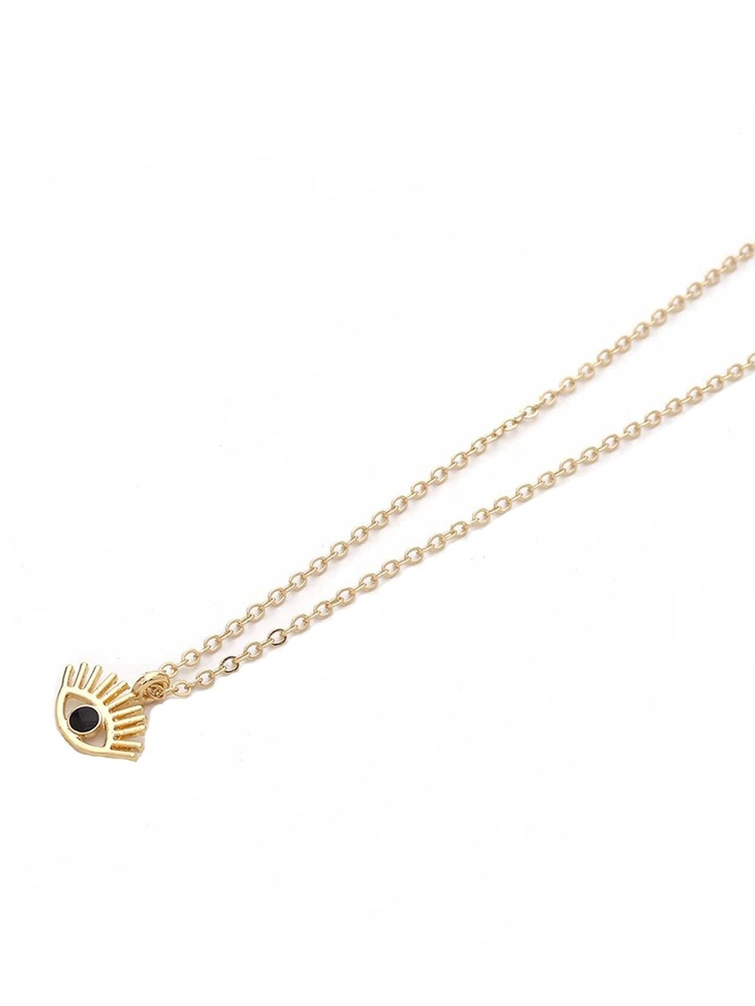 DressBerry Gold-Plated Contemporary Evil Eye Pendant With Chain