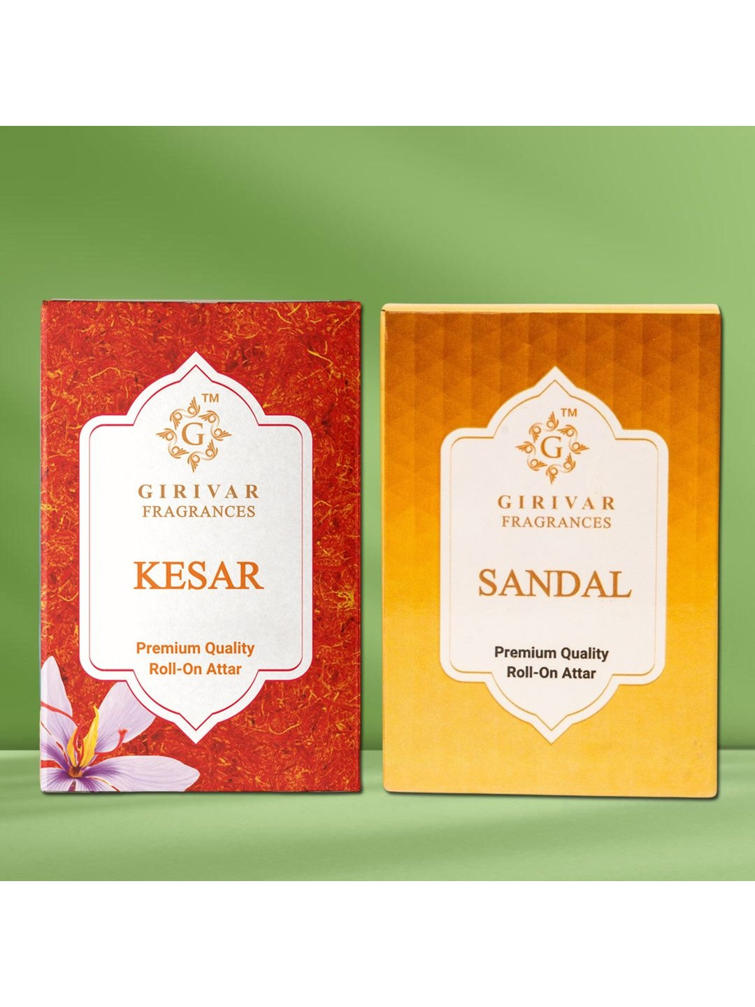 Girivar Set Of 2 Kesar & Sandal Alcohol Free Attar - 6 ml Each