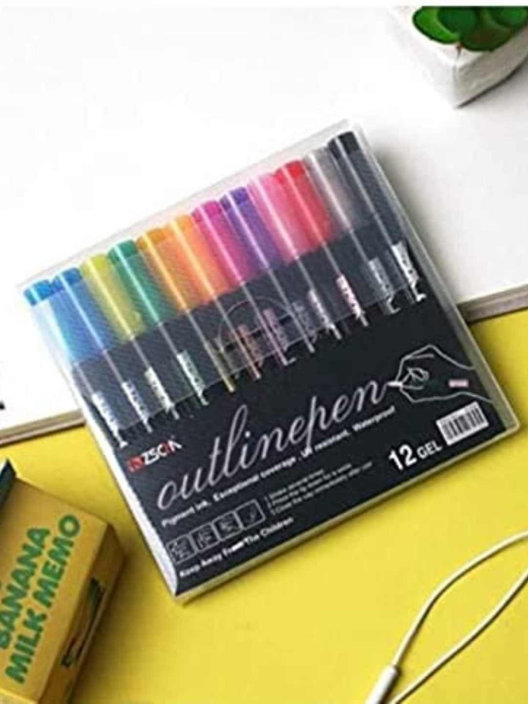 YK Kids Set Of 12 Self-Outline Metallic Markers