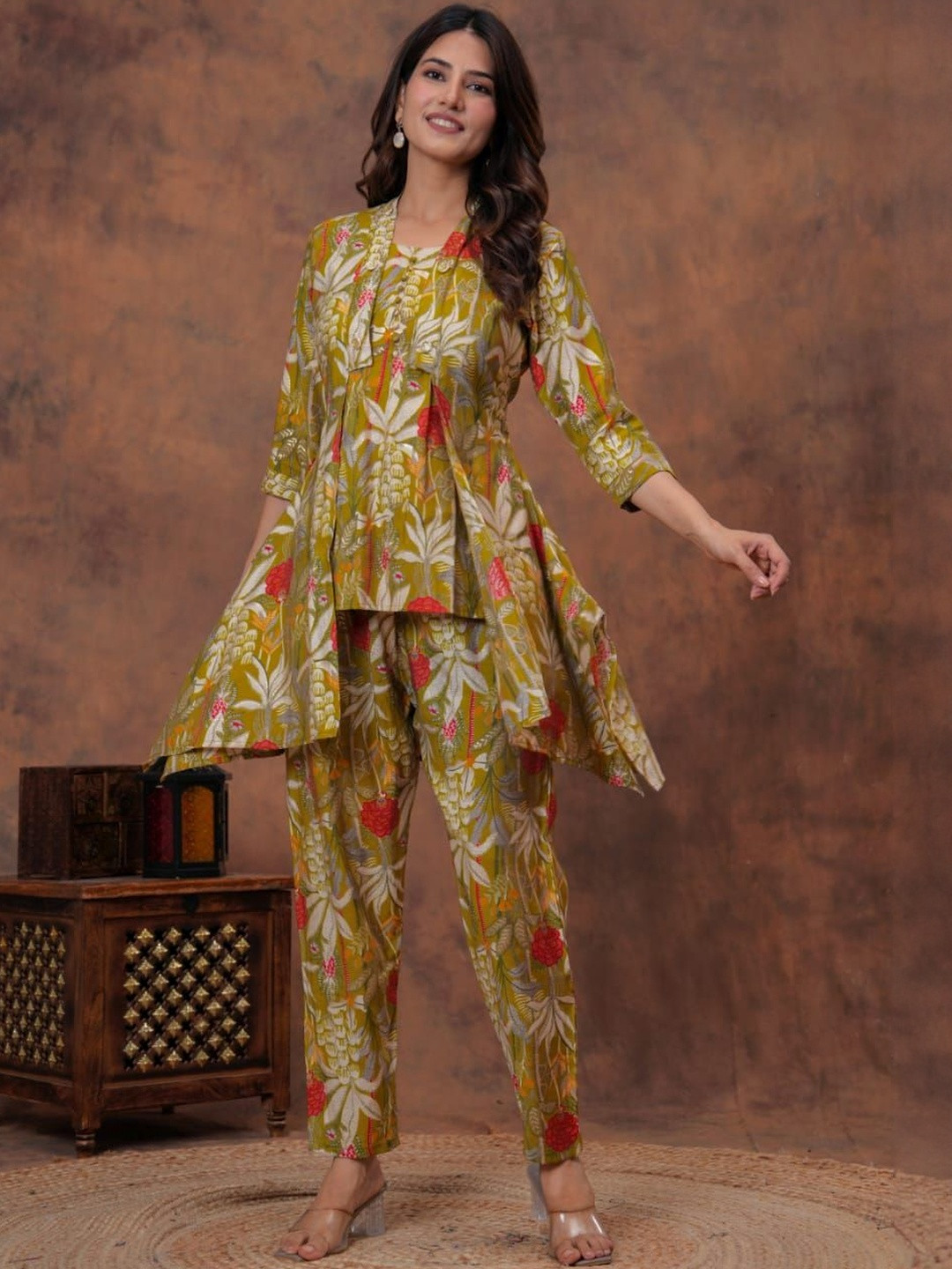 MARIONETTEFASHION Printed Pure Cotton Tunic With Trousers Co-Ords