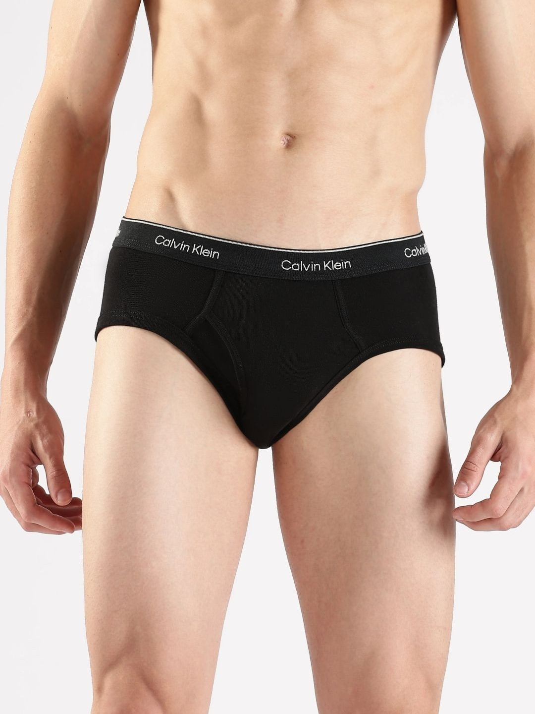 Calvin Klein Underwear Men Pack Of 3 Solid Mid Rise Pure Cotton briefs