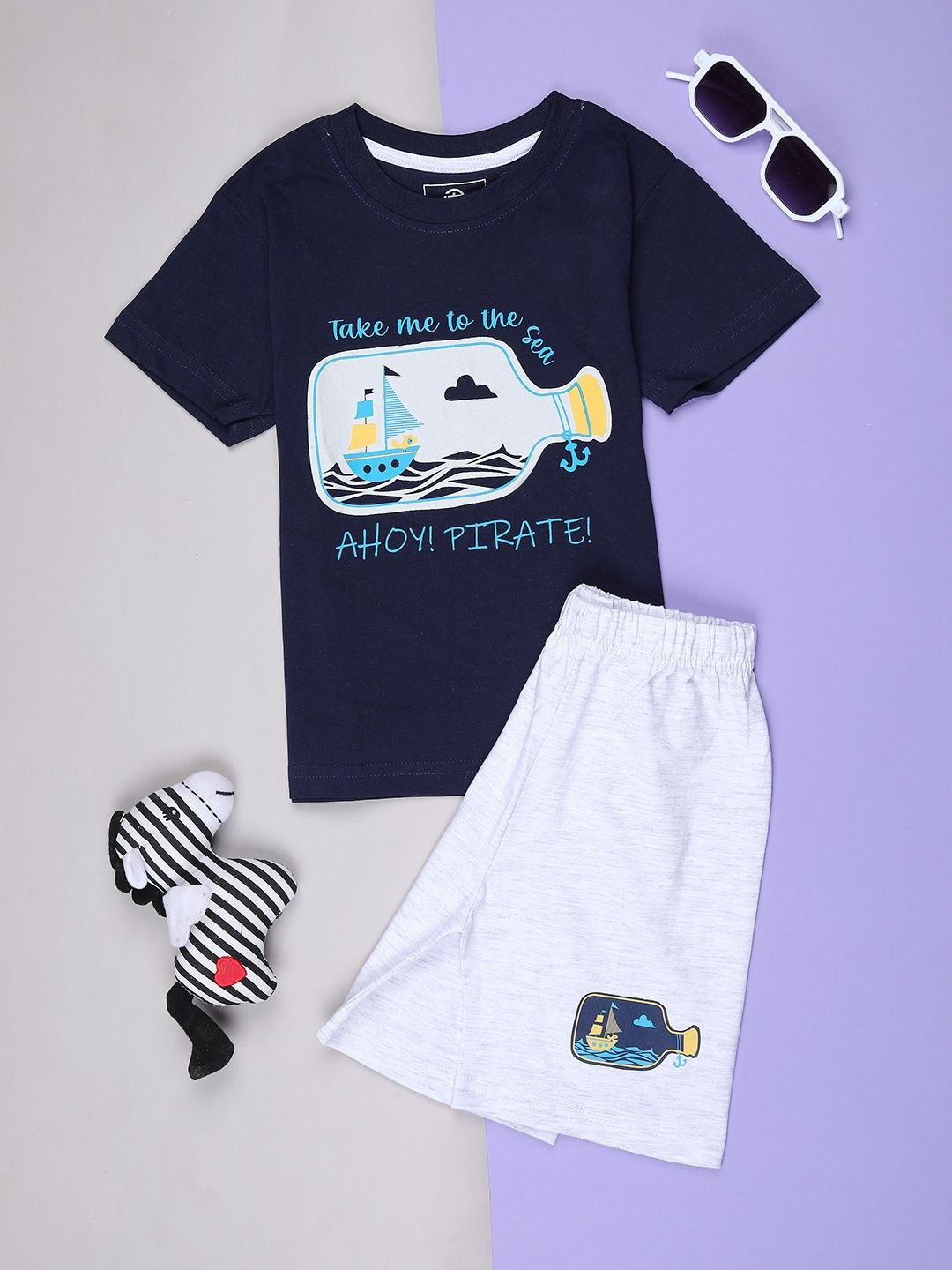 V-Mart Boys Graphic Printed Round Neck T-shirt With Shorts