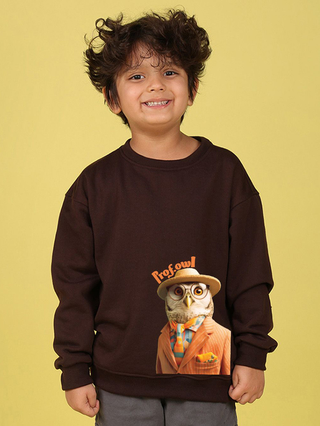 NUSYL Boys Prof.owl Text Printed Oversized Sweatshirt