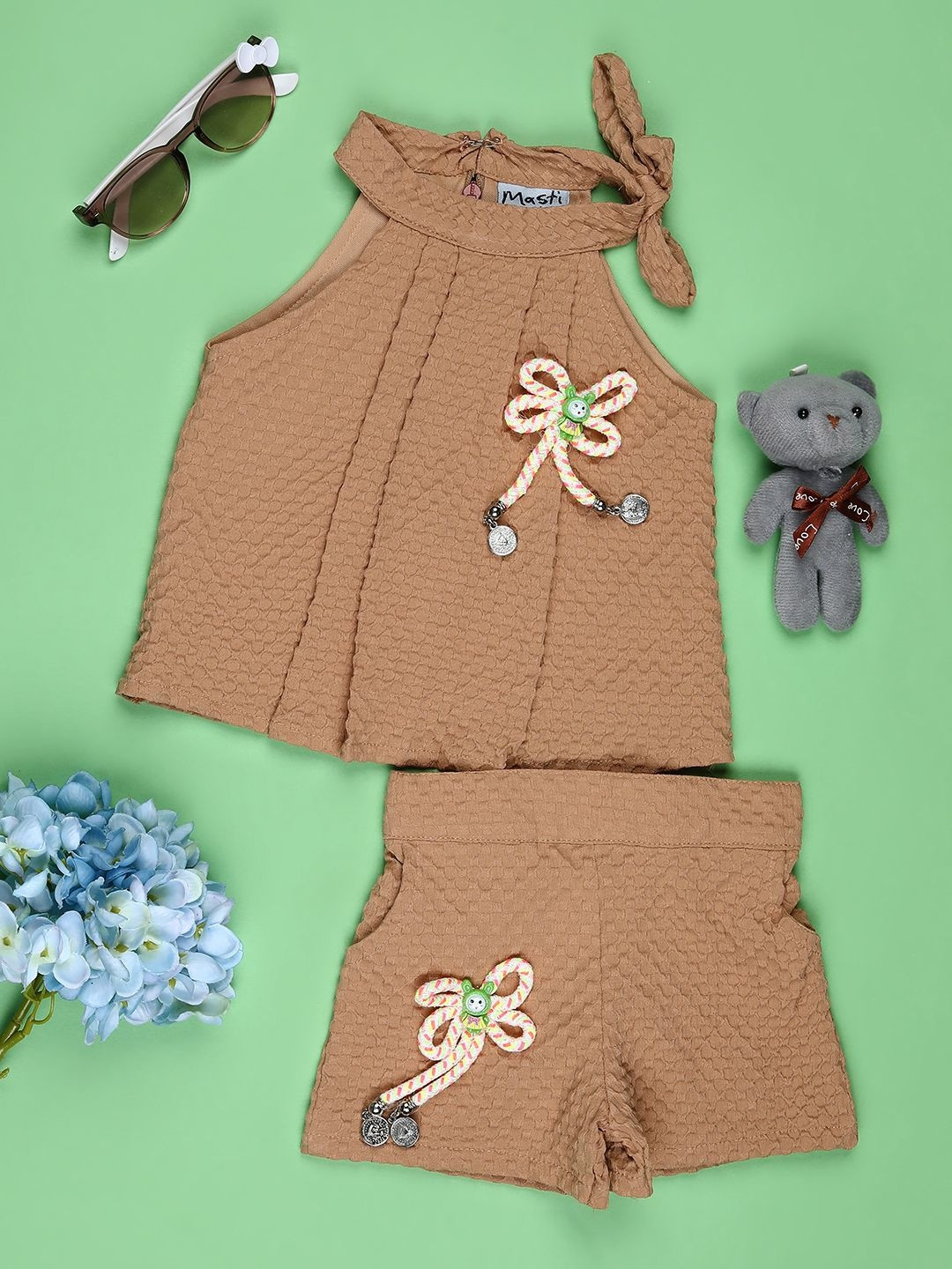 V-Mart Girls Halter Neck Sleeveless Top With Shorts