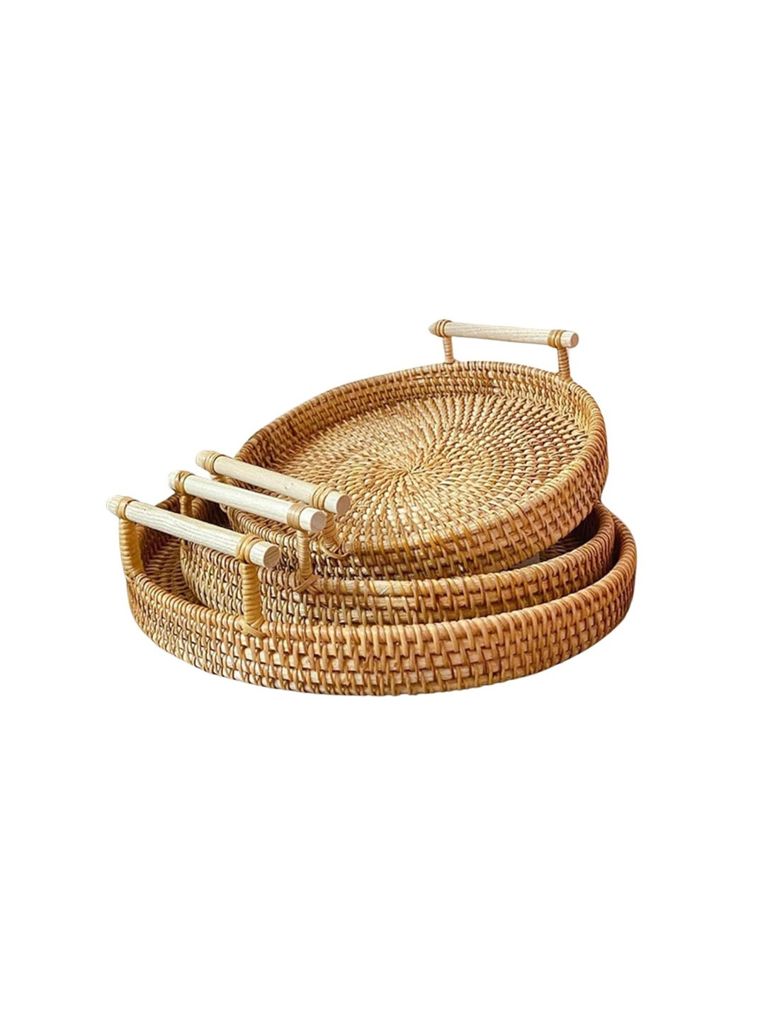 HOMEESSENTIALS Brown 3 Pieces Wooden Reusable Separator Organisers