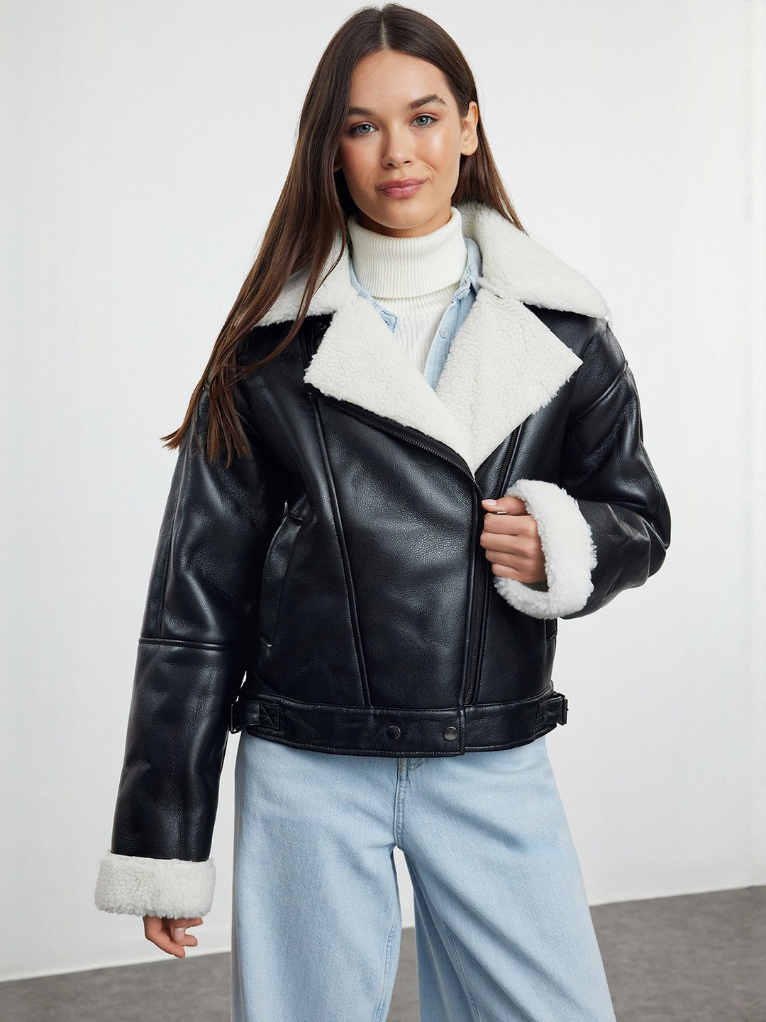 Trendyol Lapel Collar Insulator Biker Jacket