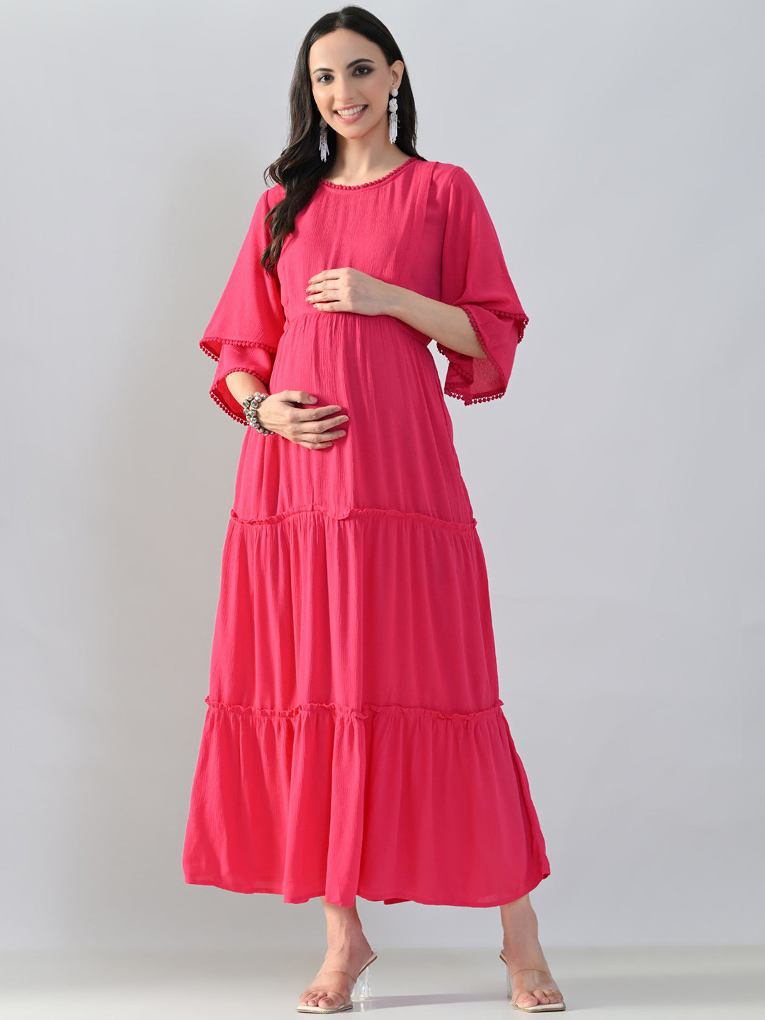 Aaruvi Ruchi Verma Bell Sleeve Maternity Maxi Dress