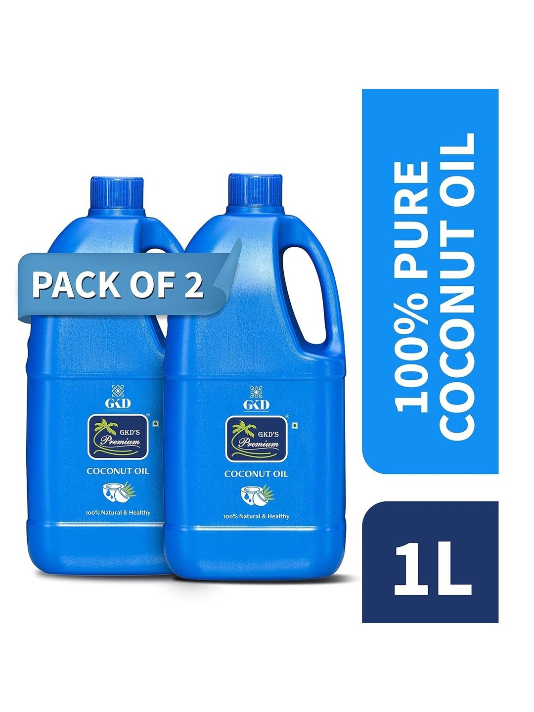 GKD Premium Set Of 2 100% Natural & Healthy Pure Coconut Oil - 1 L Each