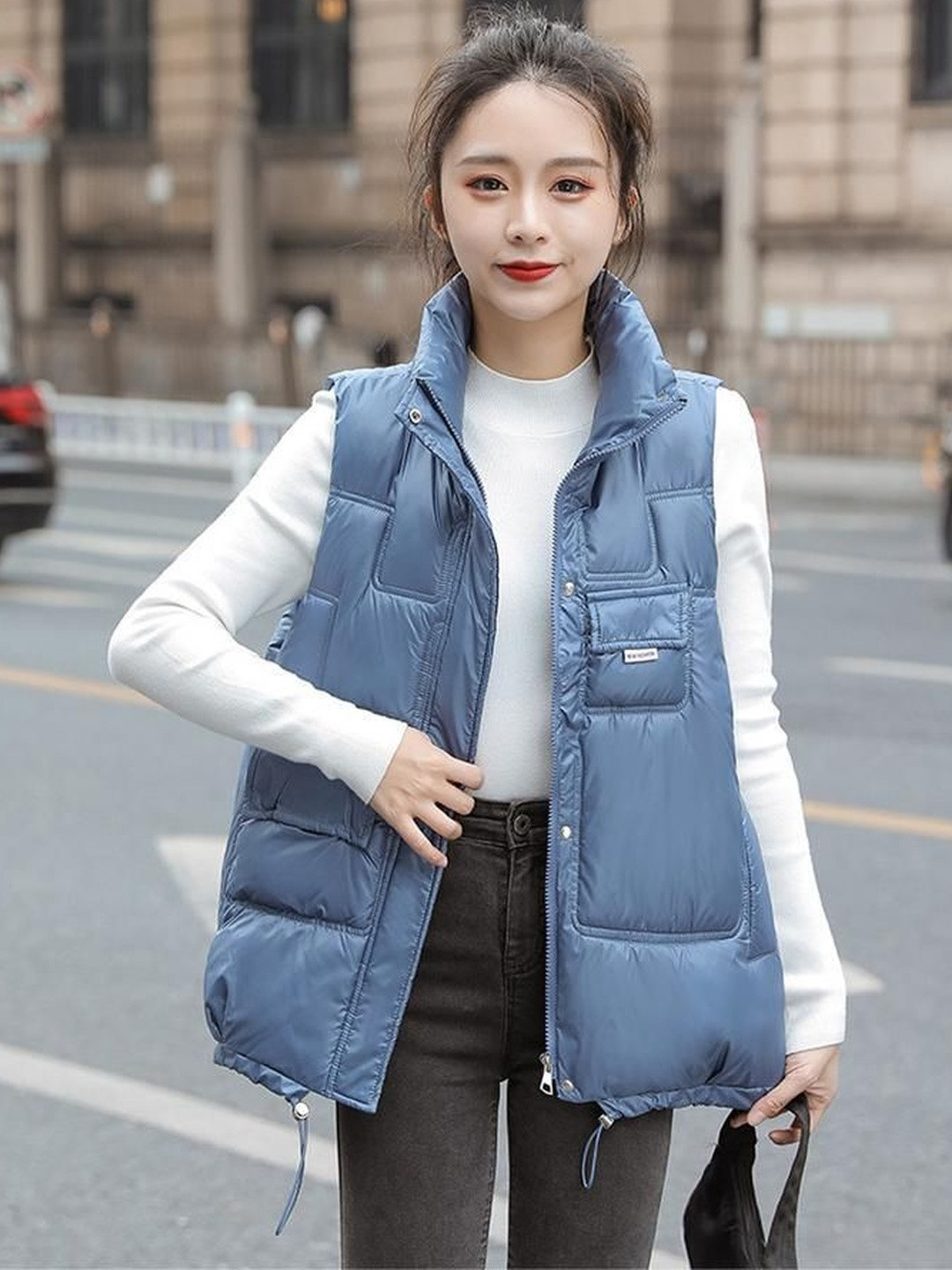 DressBerry Stand Collar Sleeveless Puffer Jacket