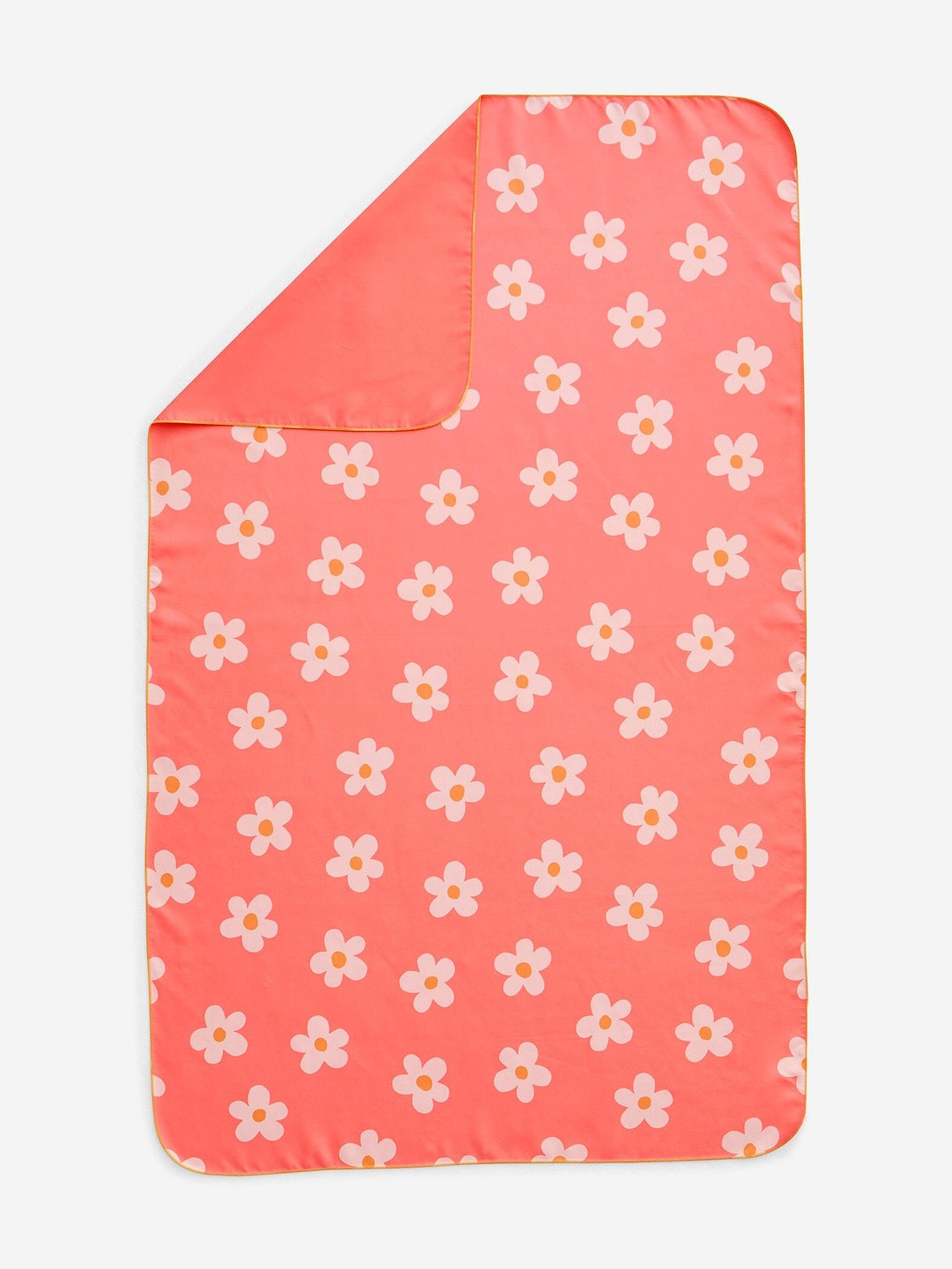 Decathlon Orange & White Floral Printed Quick Dry 170 GSM Thin Bath Towel