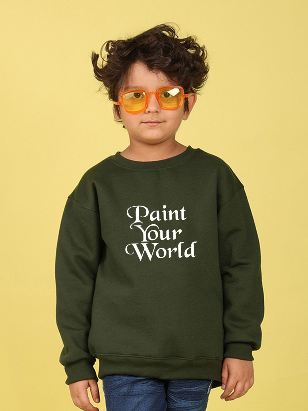 NUSYL Boys Pain your world Text Printed Oversized Sweatshirt