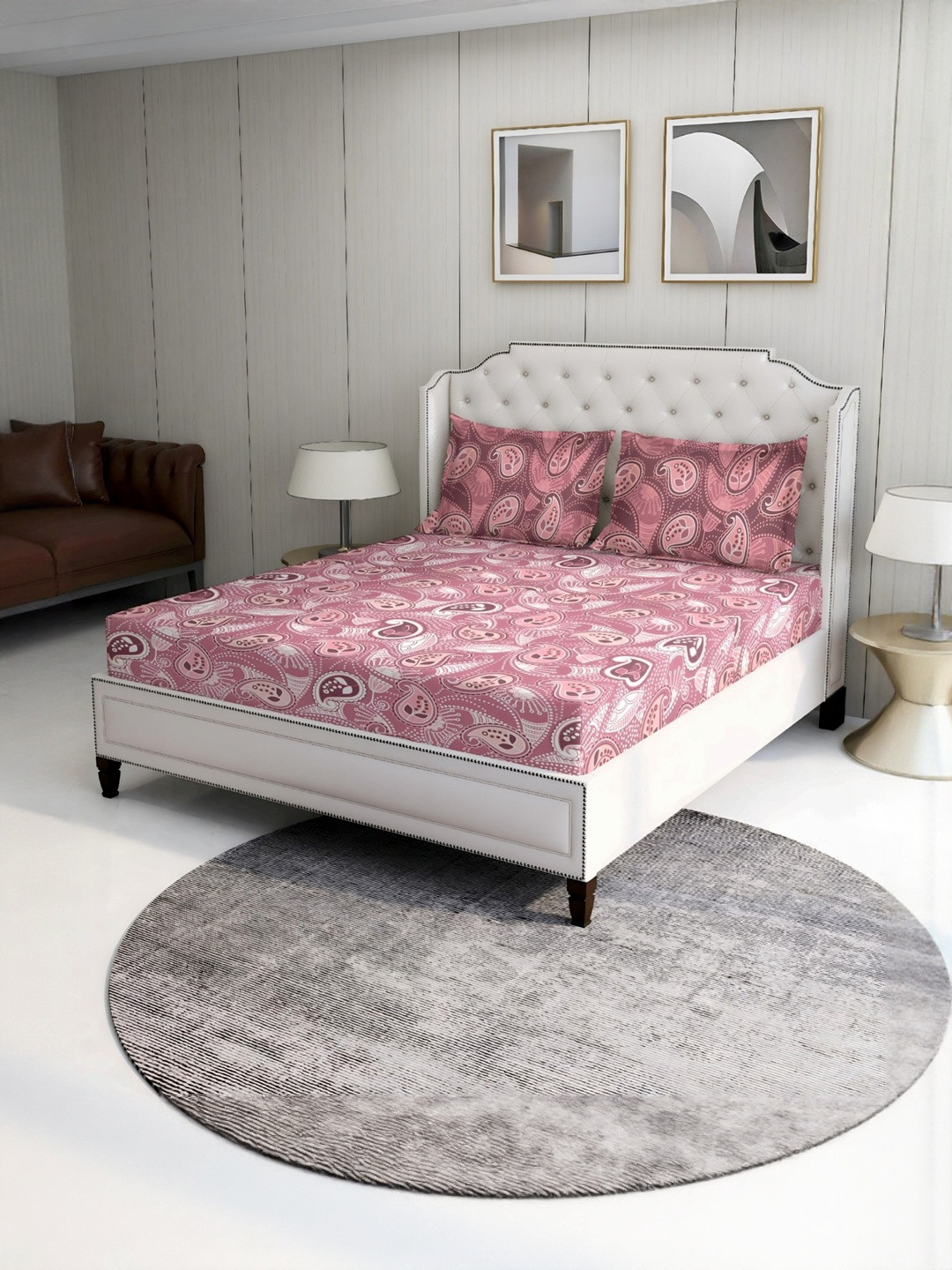 BOMBAY DYEING ASTER DOUBLE BEDSHEET SET Floral Double Bedsheet Pillow Covers  88m x 96m