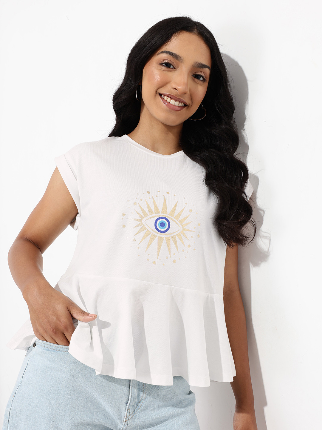 glitchez Vivid Flare Printed Peplum Top