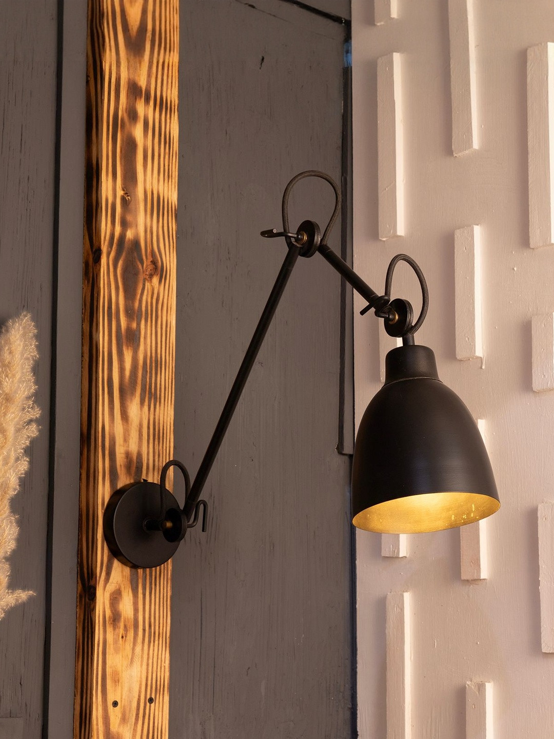 Shoppeefry Black Metal Bell Shaped Wall Lamp