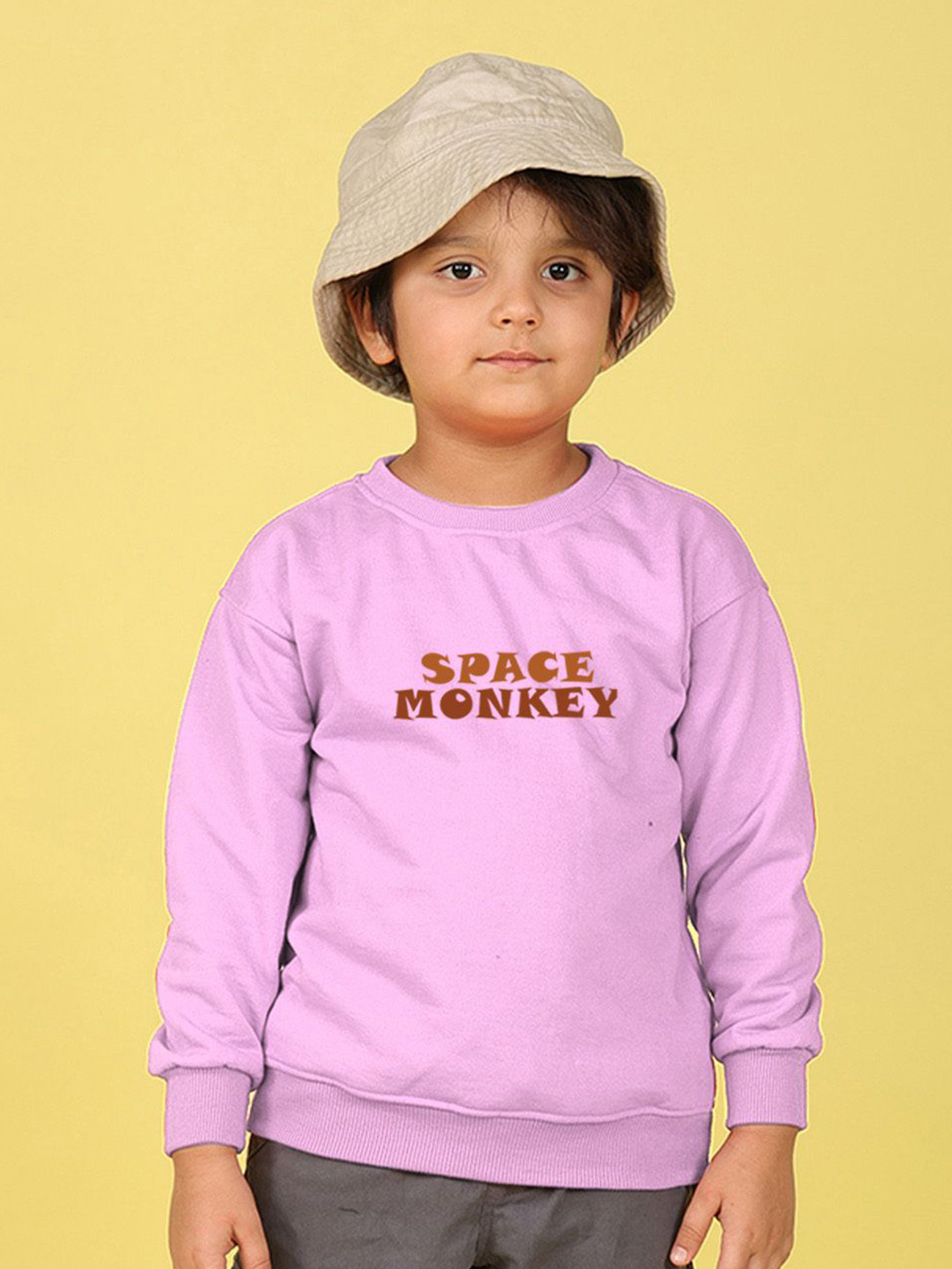 NUSYL Boys Space Monkey Text Printed Oversized Sweatshirt