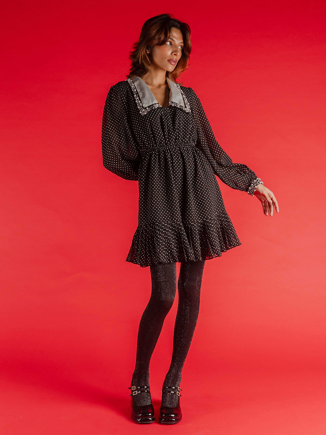 Theater Thigh High Shimmer Opaque Stretchable Stockings