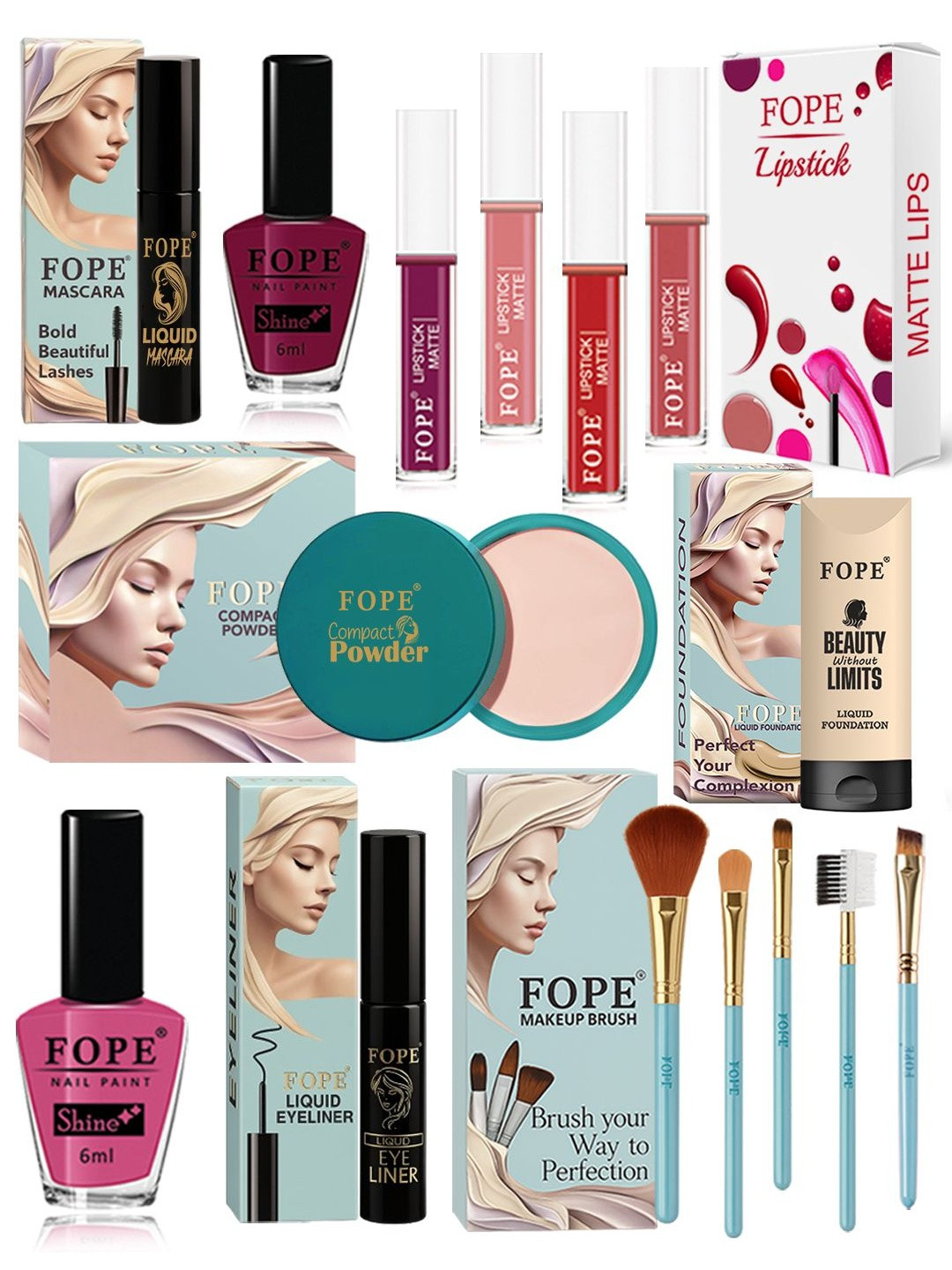 FOPE Set Of 15 Long Lasting Bridal Glam Makeup Combo