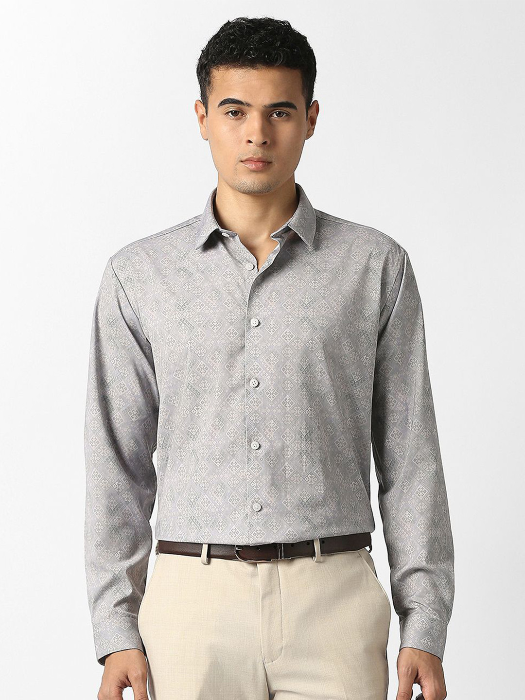 V Dot Men Slim Fit Formal Shirt