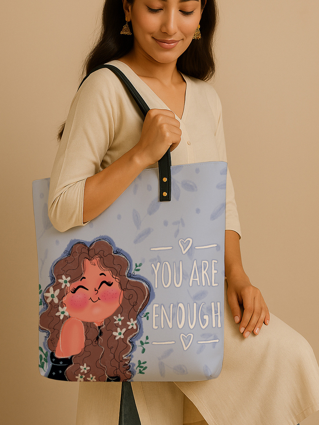 Kalankit Typography Printed 16 Inch Laptop Shopper Tote Bag